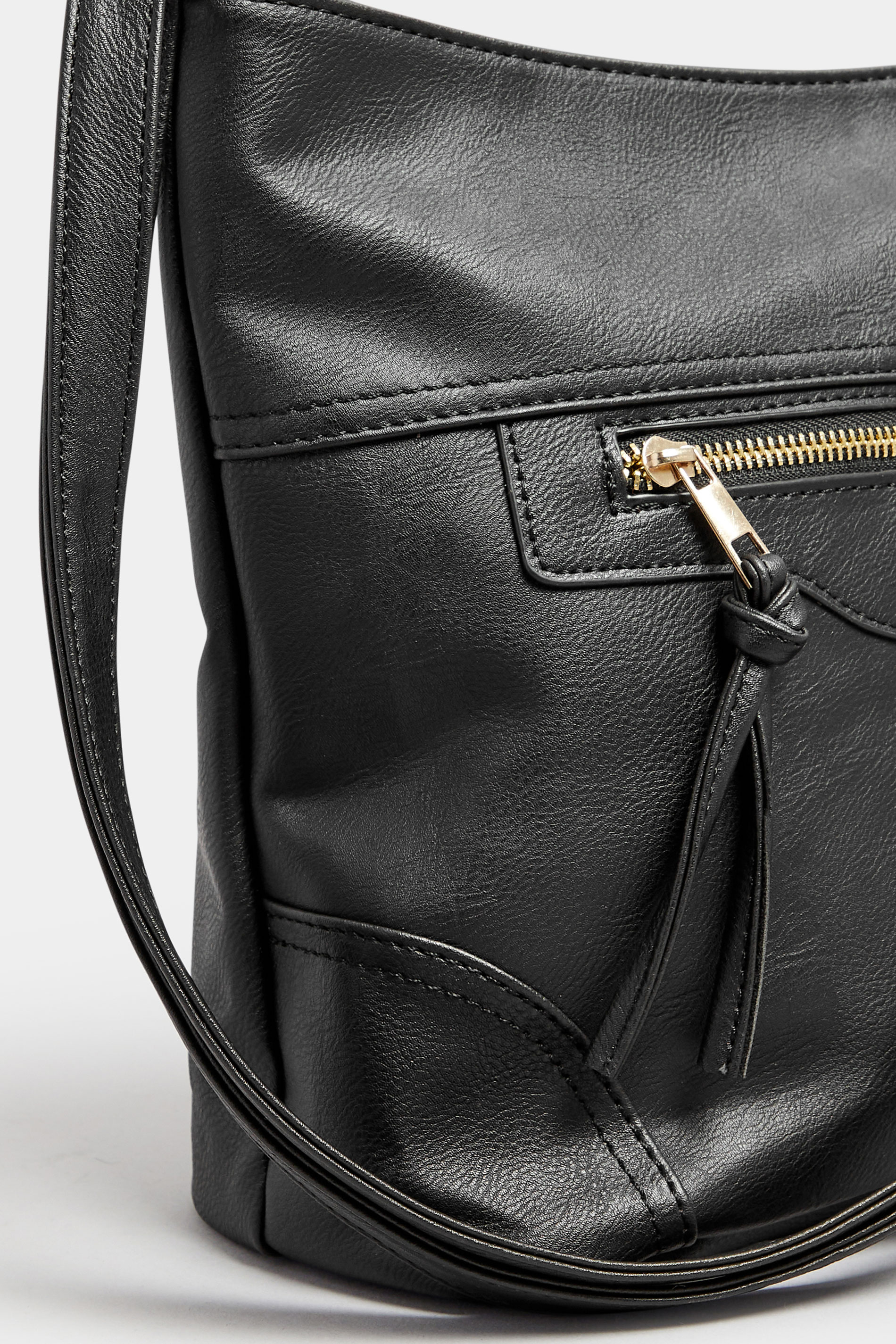 Black Faux Leather Zip Front Tote Bag | Yours Clothing