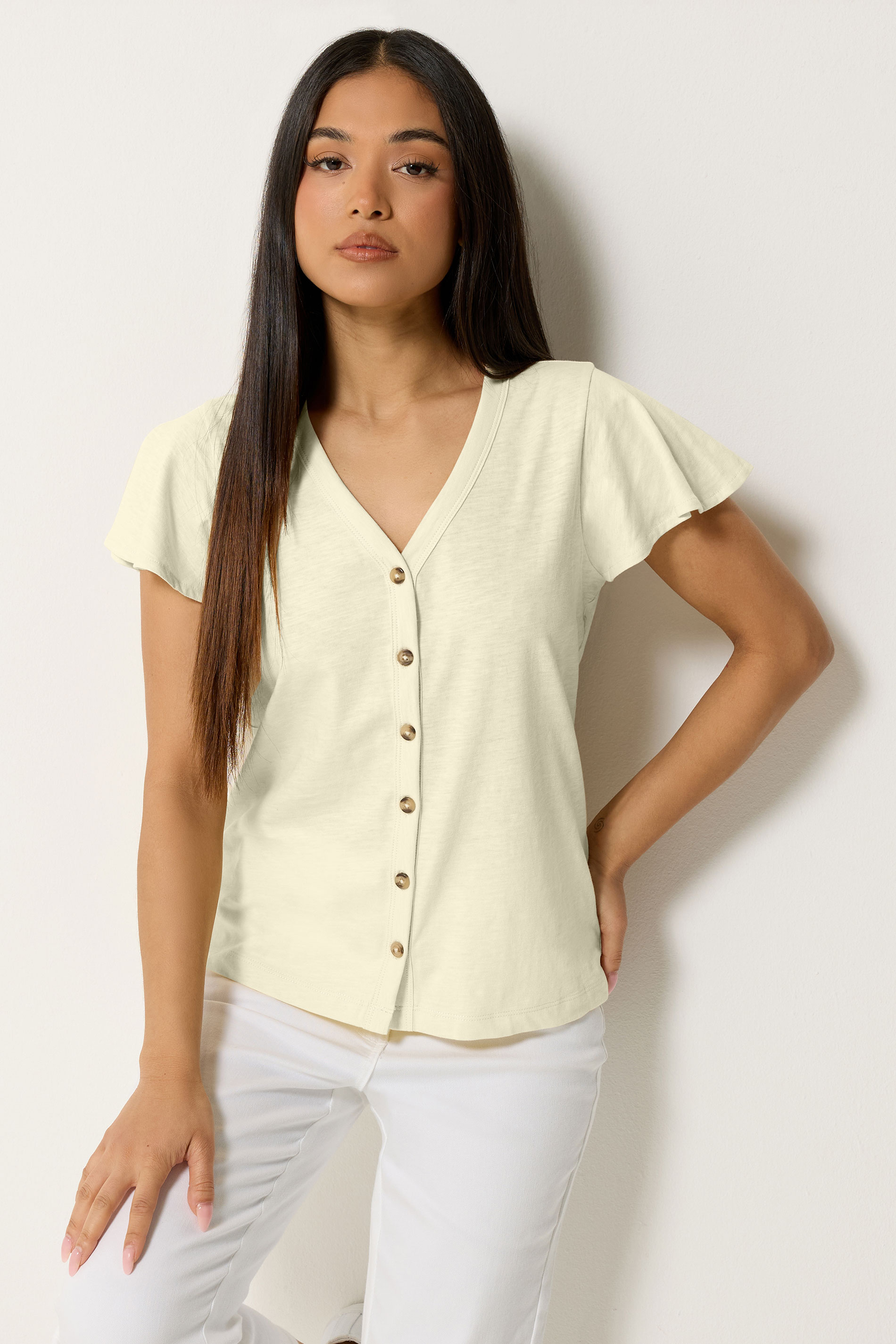 M&Co Petite Lemon Yellow Short Sleeve Cotton Shirt | M&Co 3