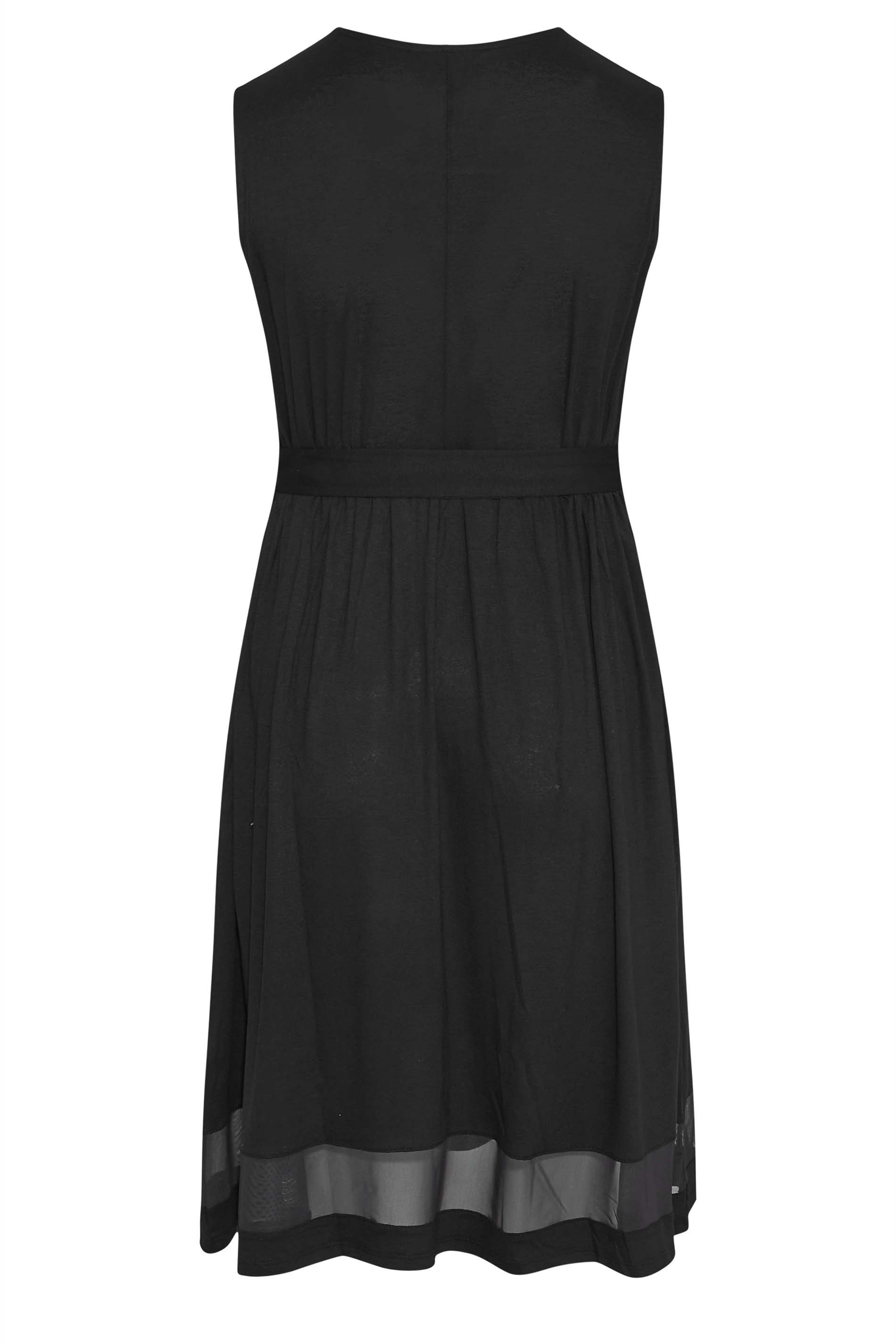 Robes Grande Taille Grande taille  Robes Mi-Longue | Curve Black Mesh Panel Skater Dress - DY68087