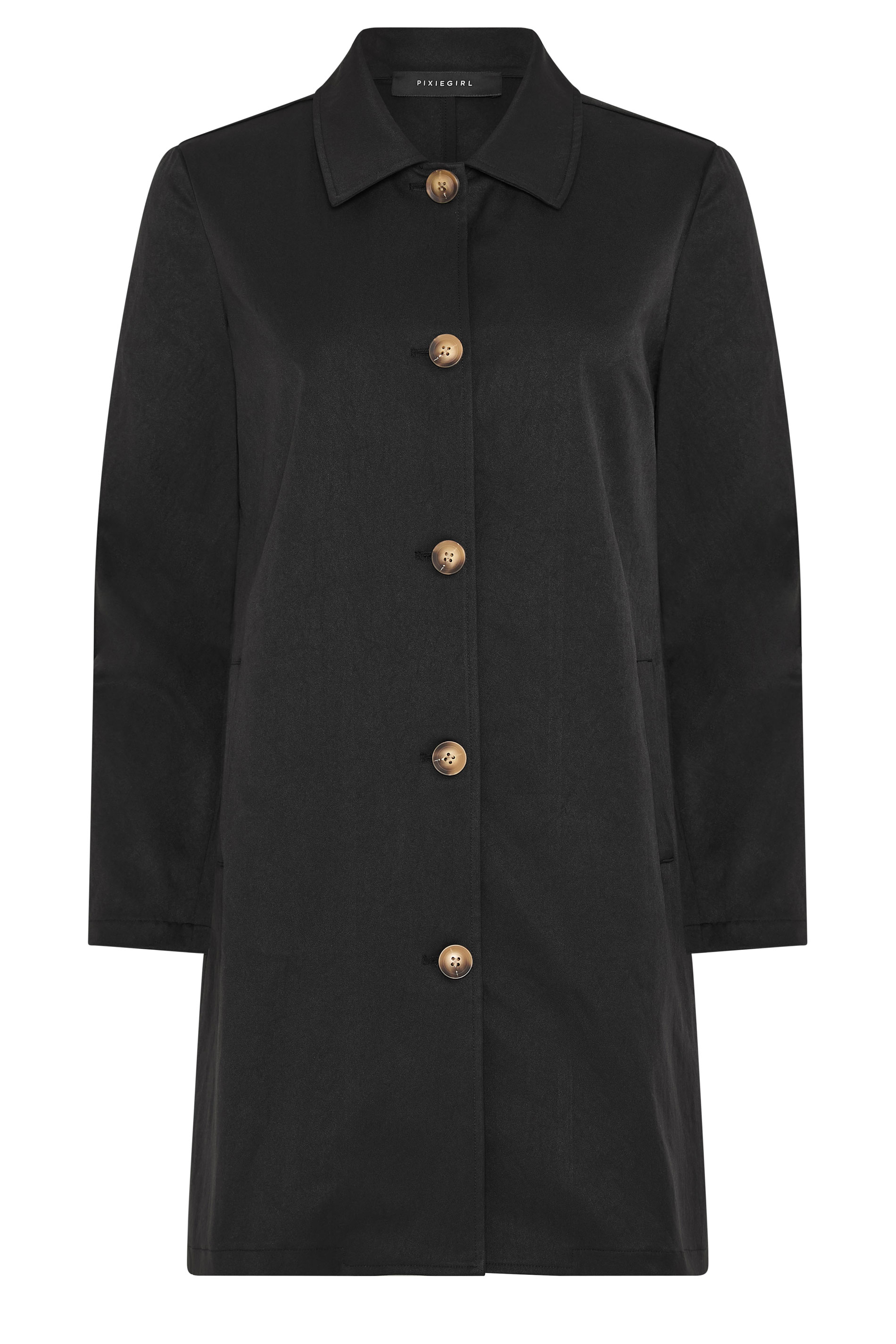 PixieGirl Petite Women's Black Midi Car Coat | PixieGirl 5