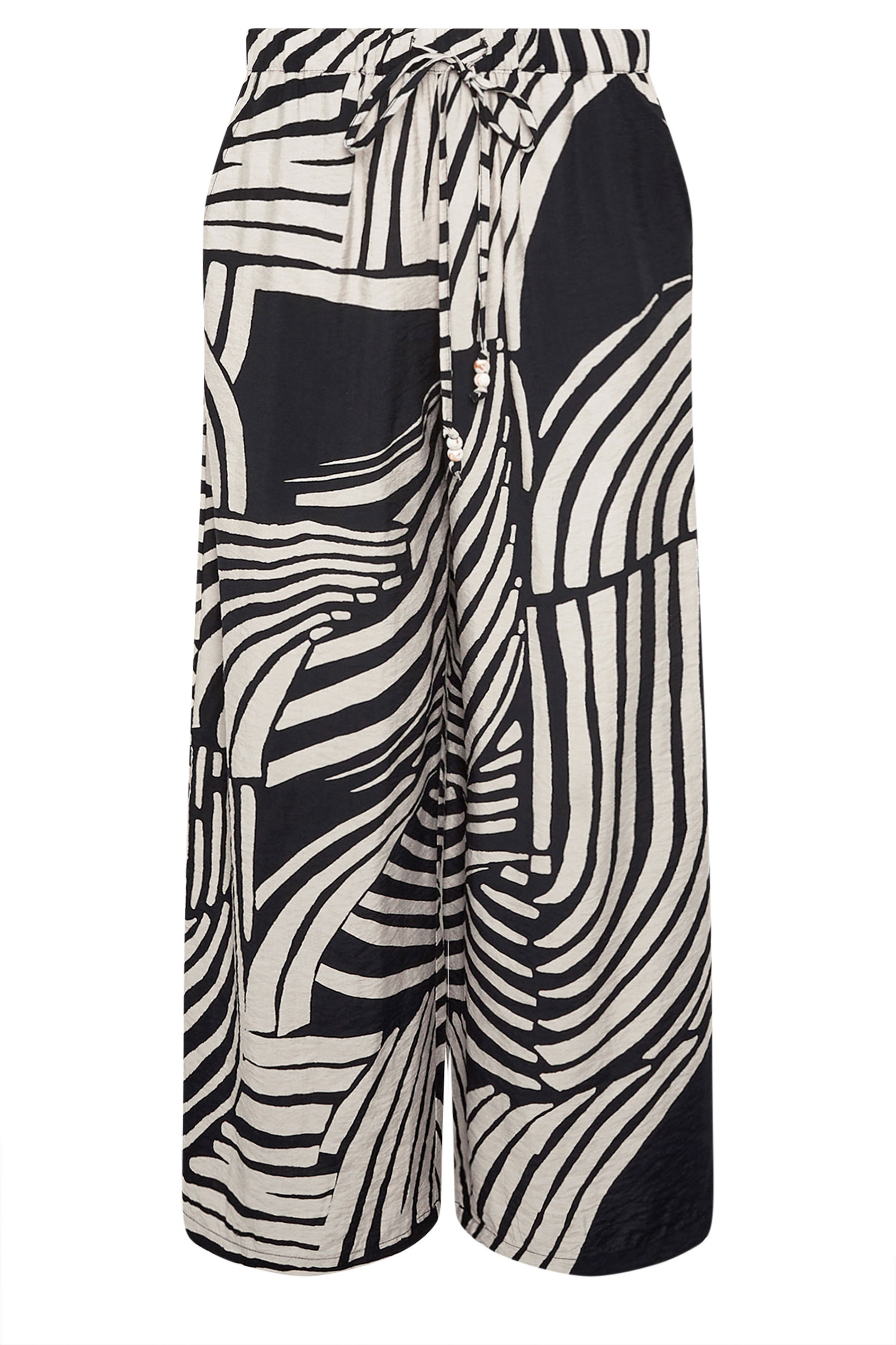 PixieGirl Petite Women's Black Swirl Print Beaded Wide Leg Trousers | PixieGirl 6