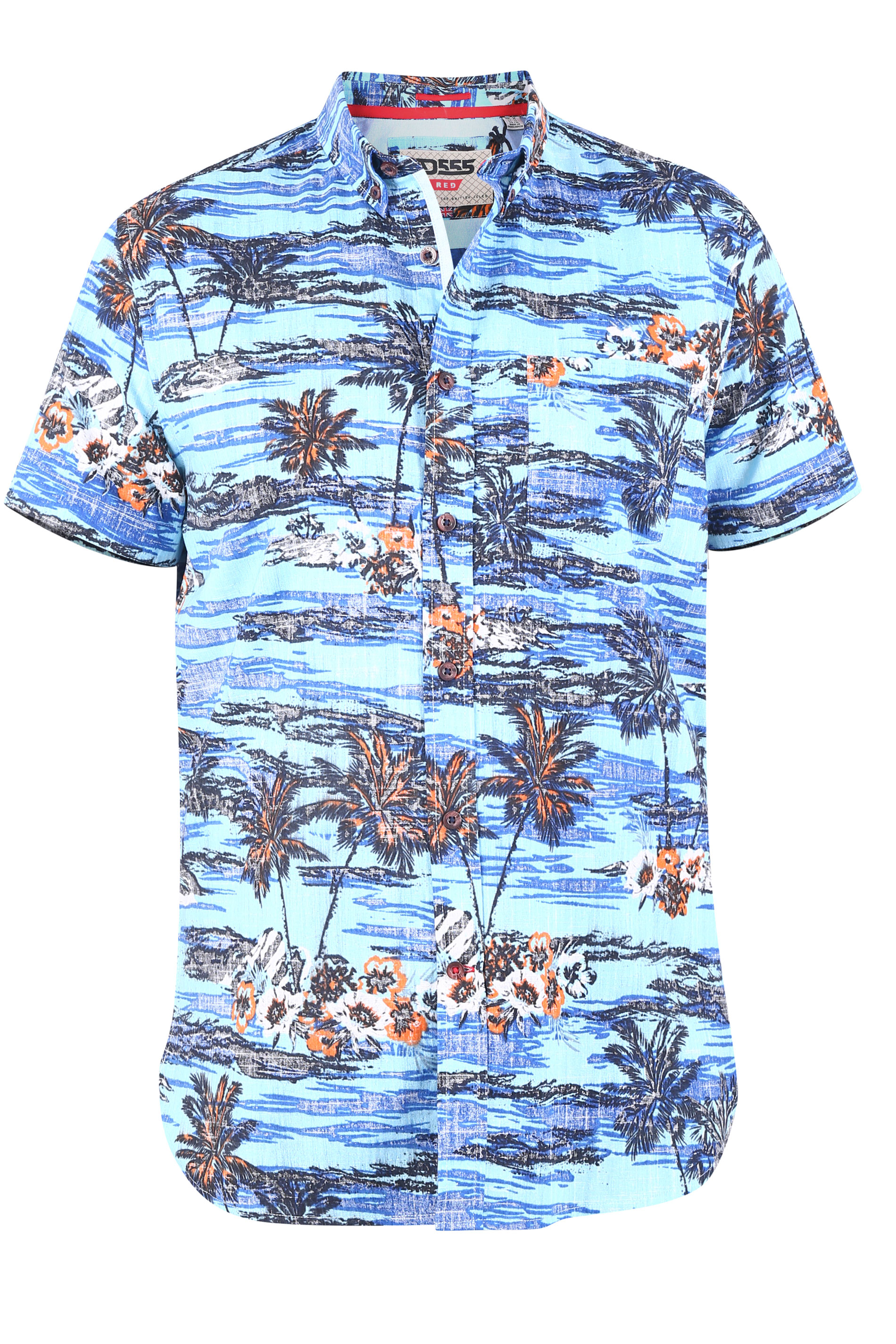 D555 Big & Tall Light Blue Hawaiian Print Shirt 1