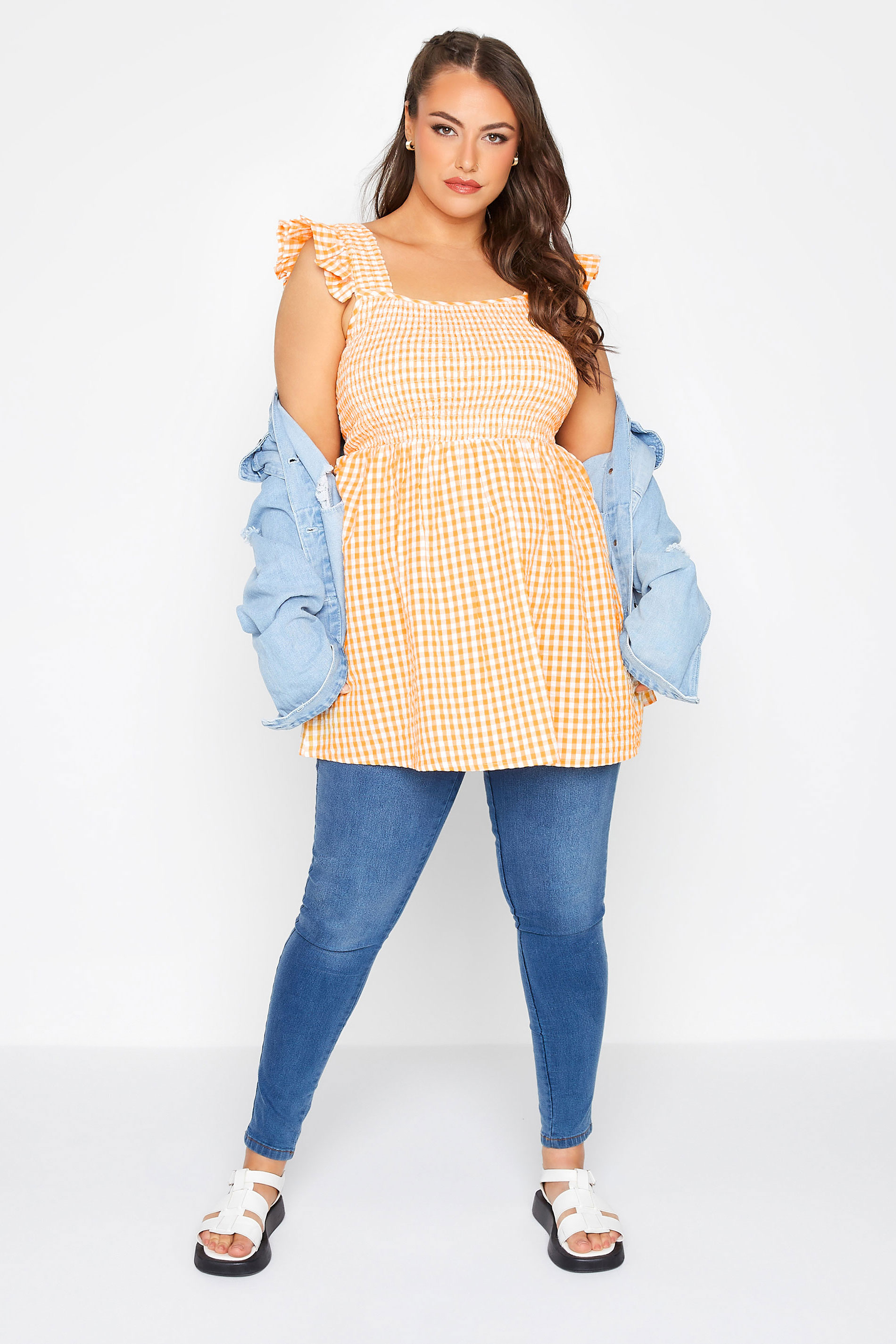 Grande taille  Tops Grande taille  Tops dÉté | LIMITED COLLECTION Curve Yellow Gingham Frill Top - ZR35256