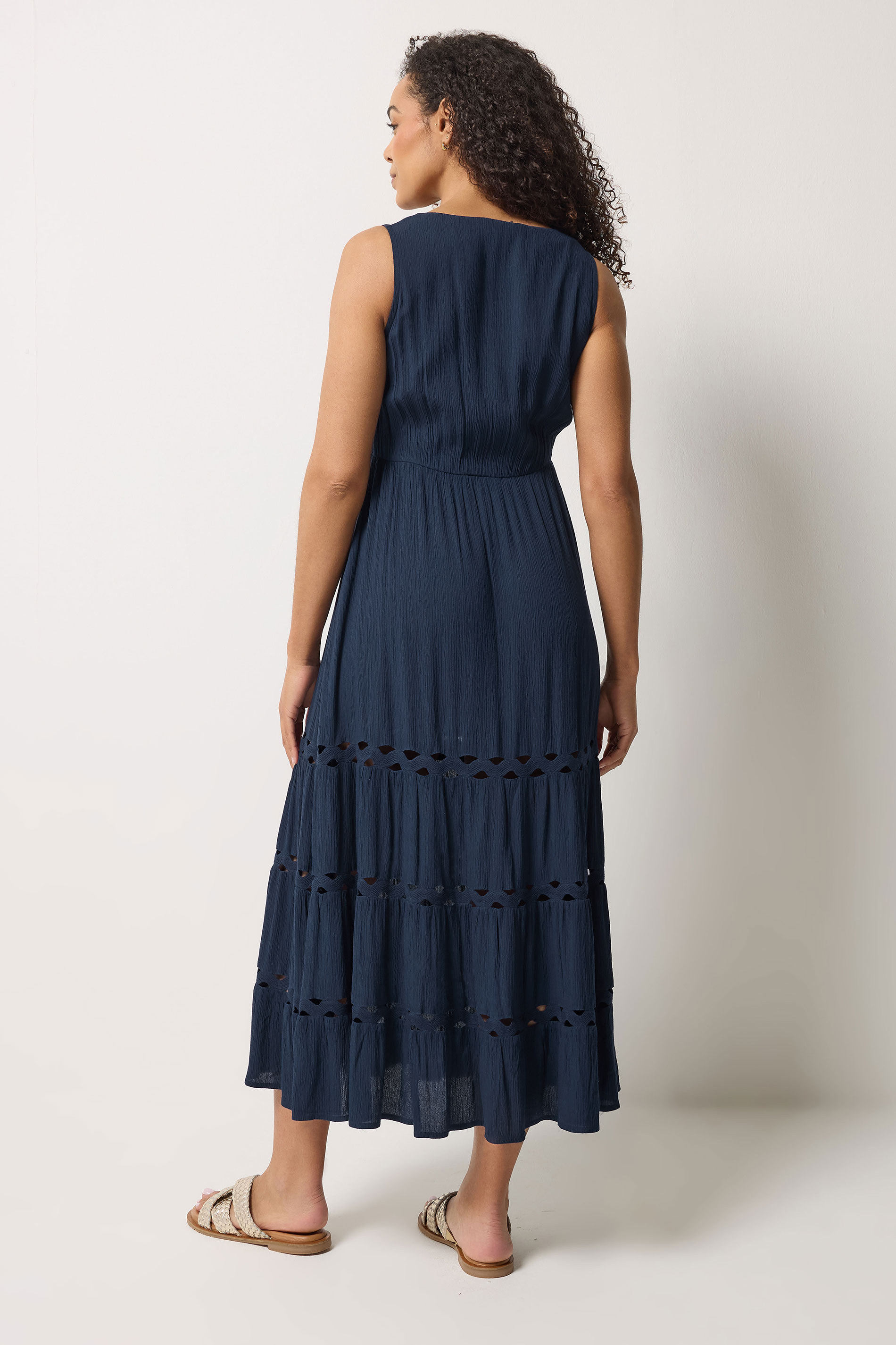 M&Co Navy Blue Sleeveless Tiered Maxi Dress | M&Co 2