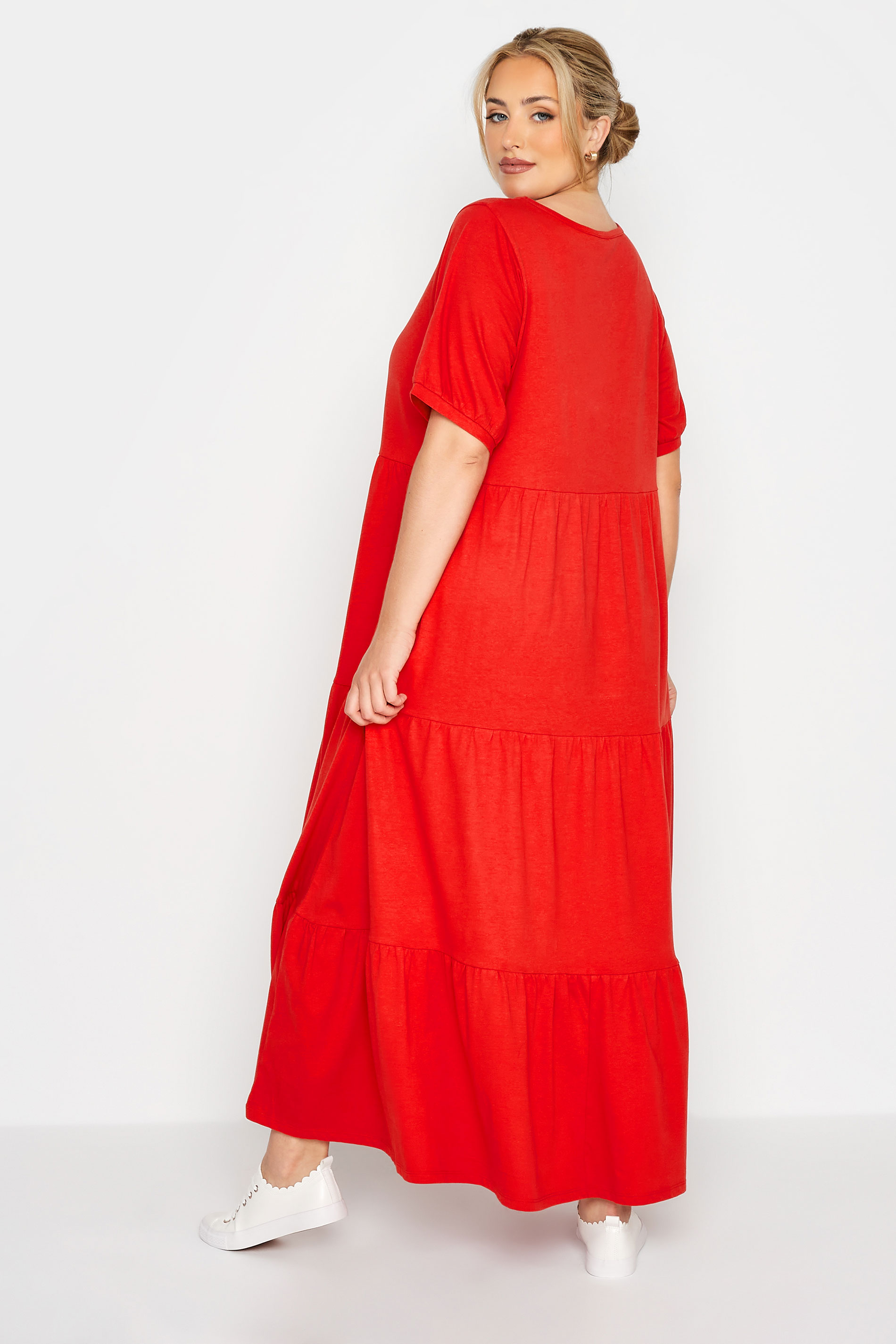 LIMITED COLLECTION Plus Size Red Tiered Smock Dress | Yours Clothing  3