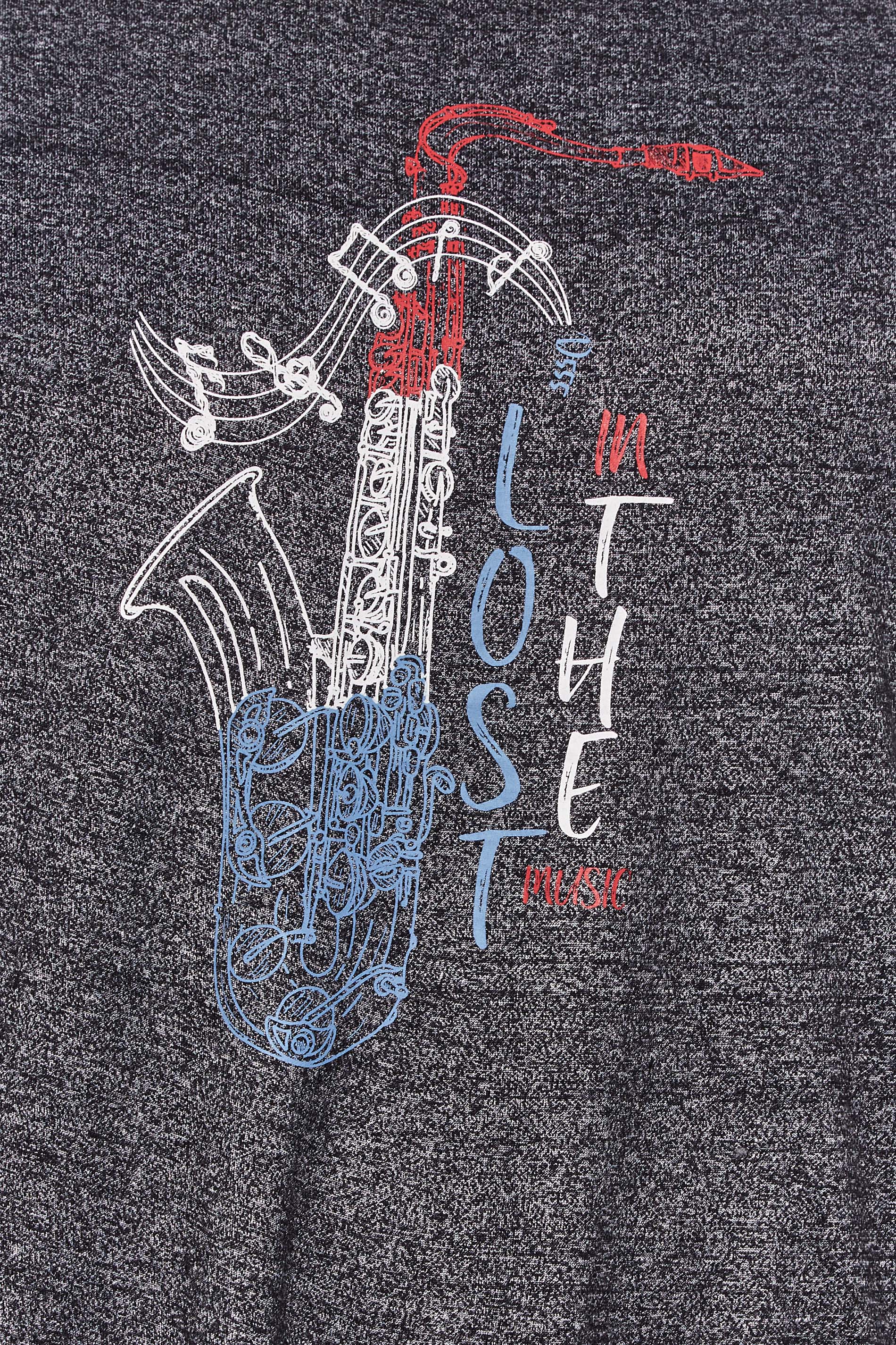 D555 Big & Tall Navy Blue Saxophone Printed T-Shirt | BadRhino 2