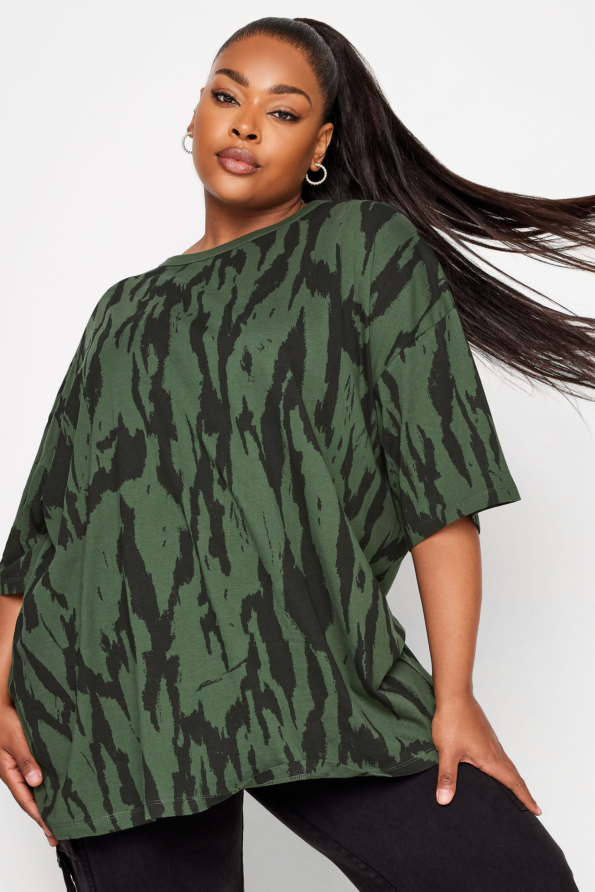 Product Video For YOURS Curve Plus Size Khaki Green Animal Print T-Shirt | Yours Clothing  1