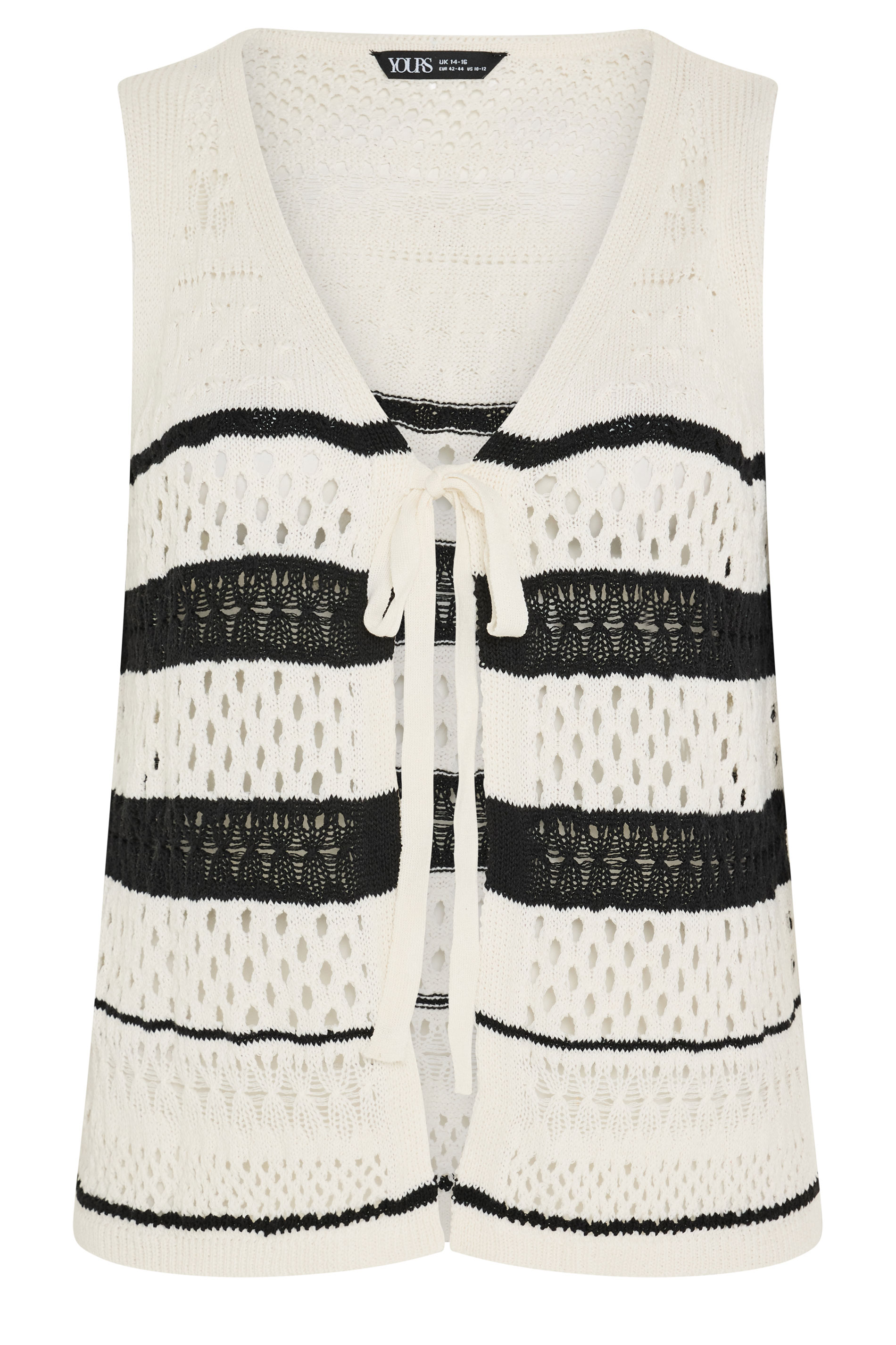 YOURS Plus Size Stripe Crochet Waistcoat | Yours Clothing 5