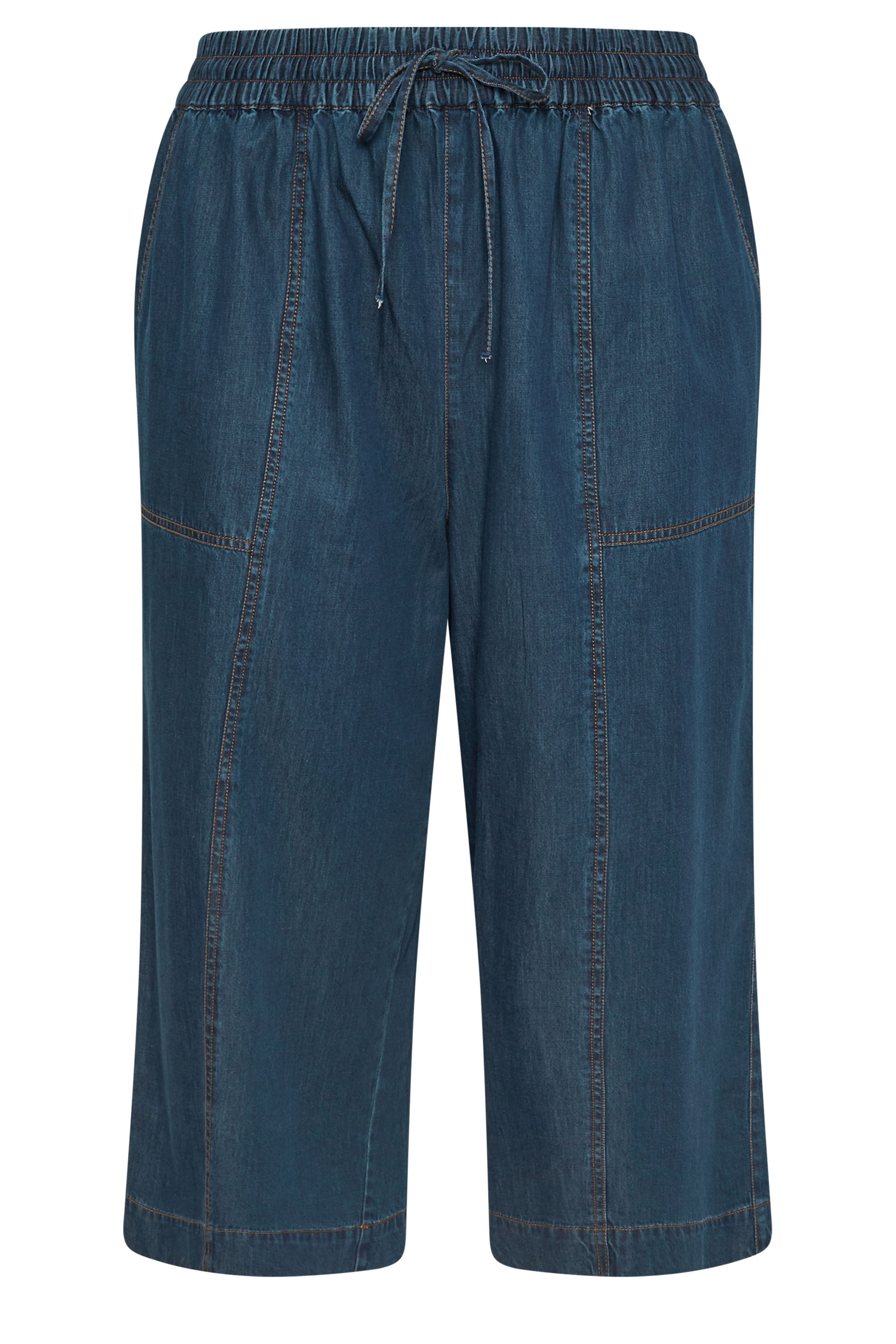 EVANS Plus Size Indigo Cotton Denim Crop Trouser | Evans 5