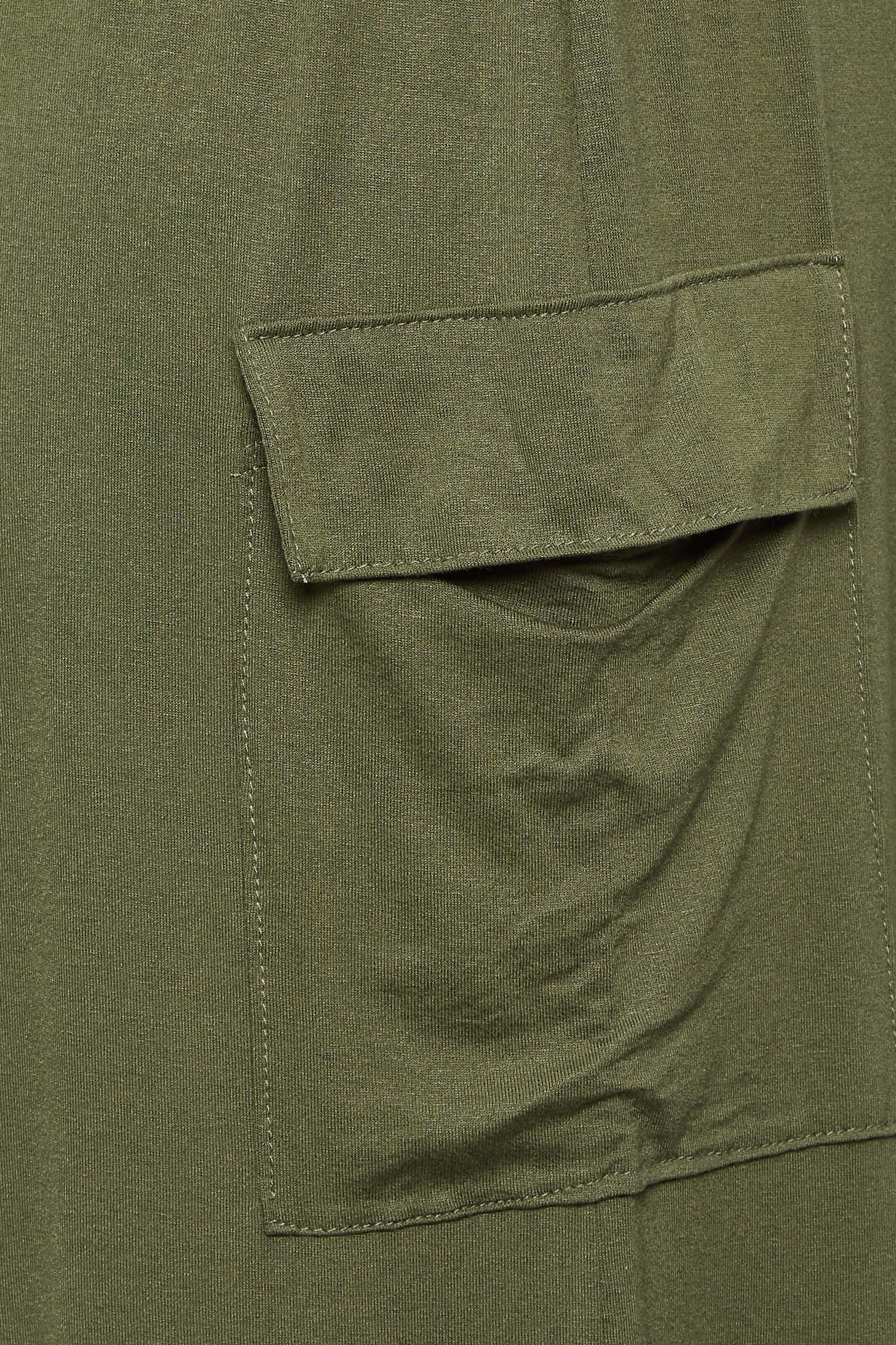 YOURS Curve Plus Size Khaki Green Wide Leg Cargo Trousers | Yours Clothing  3
