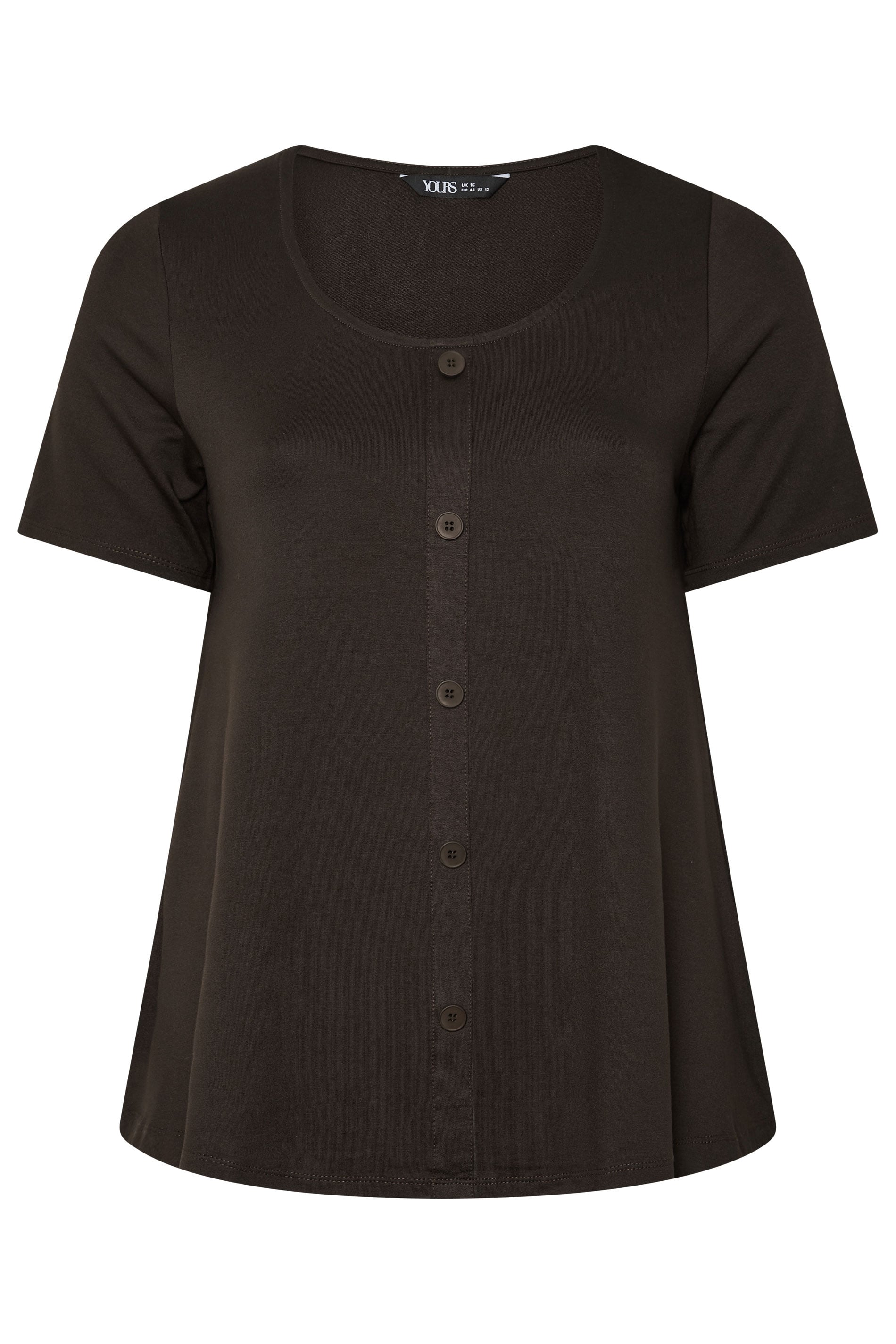 YOURS Plus Size Chocolate Brown Button Front Top | Yours Clothing 5