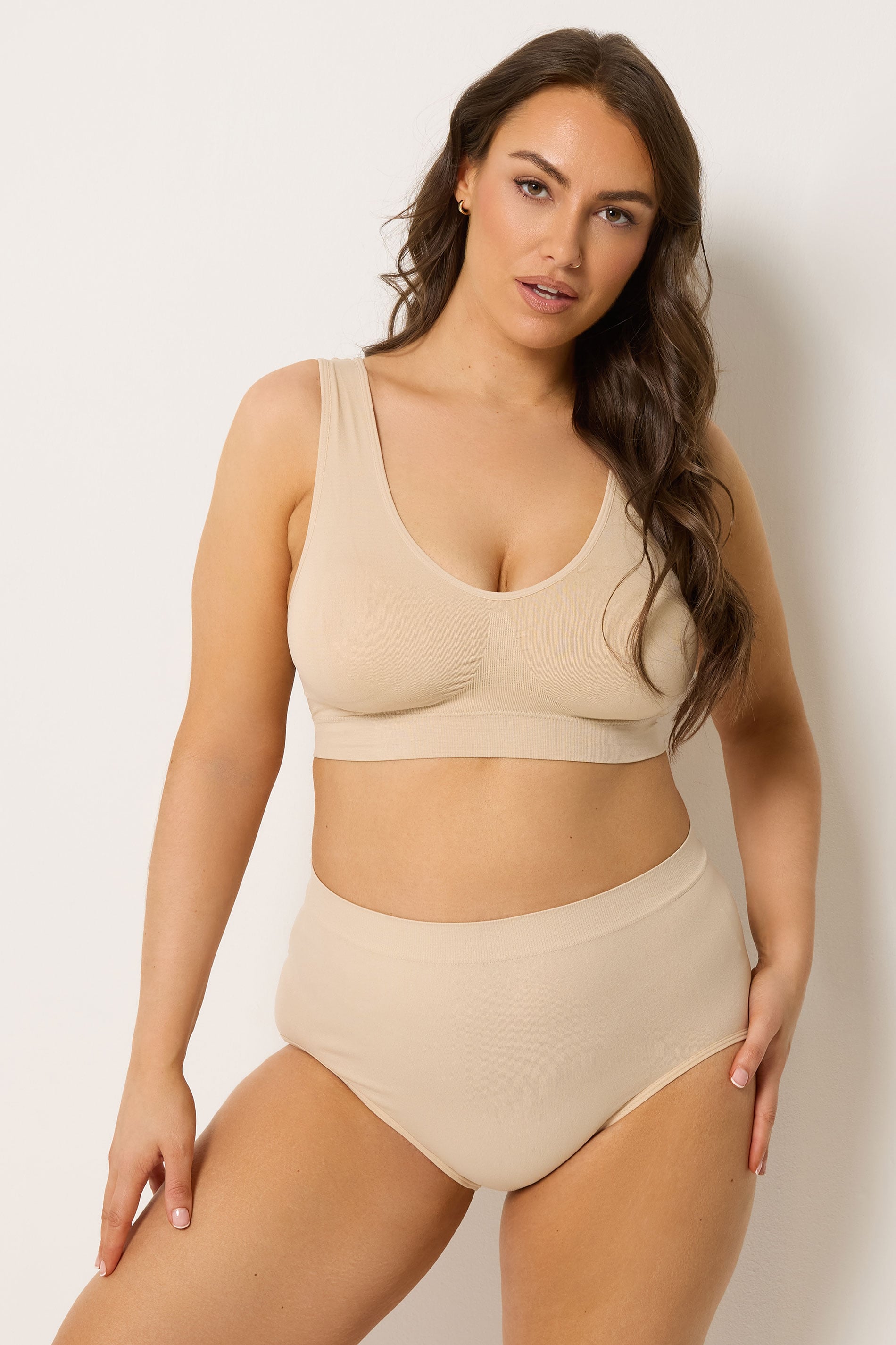 YOURSET Plus Size 3 PACK Black & Nude Seamless Light Control Full Briefs | Yours Clothing  2