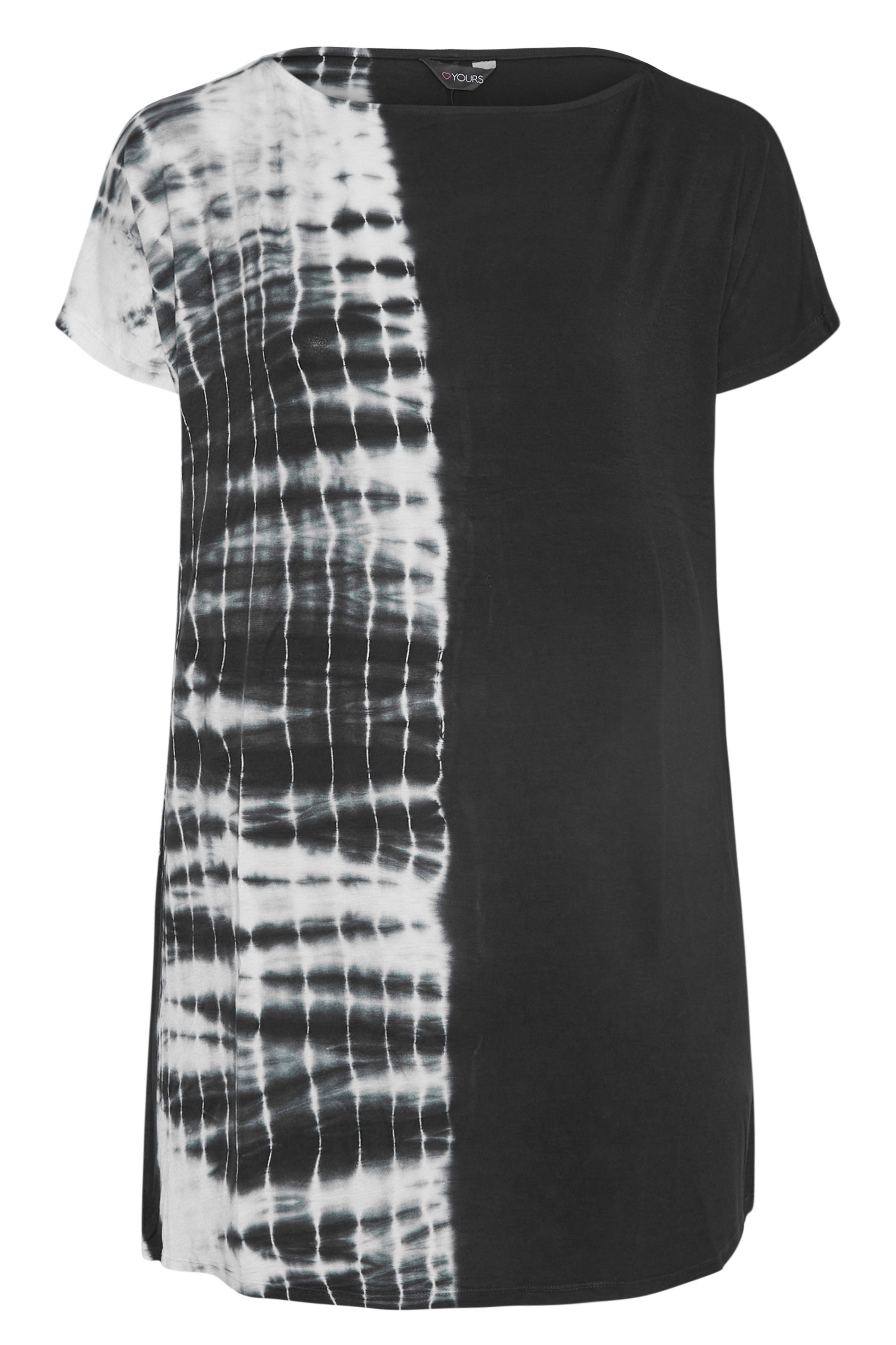 Grande taille  Tops Grande taille  T-Shirts | T-Shirt Noir Tie & Dye Manches Courtes - FW65847