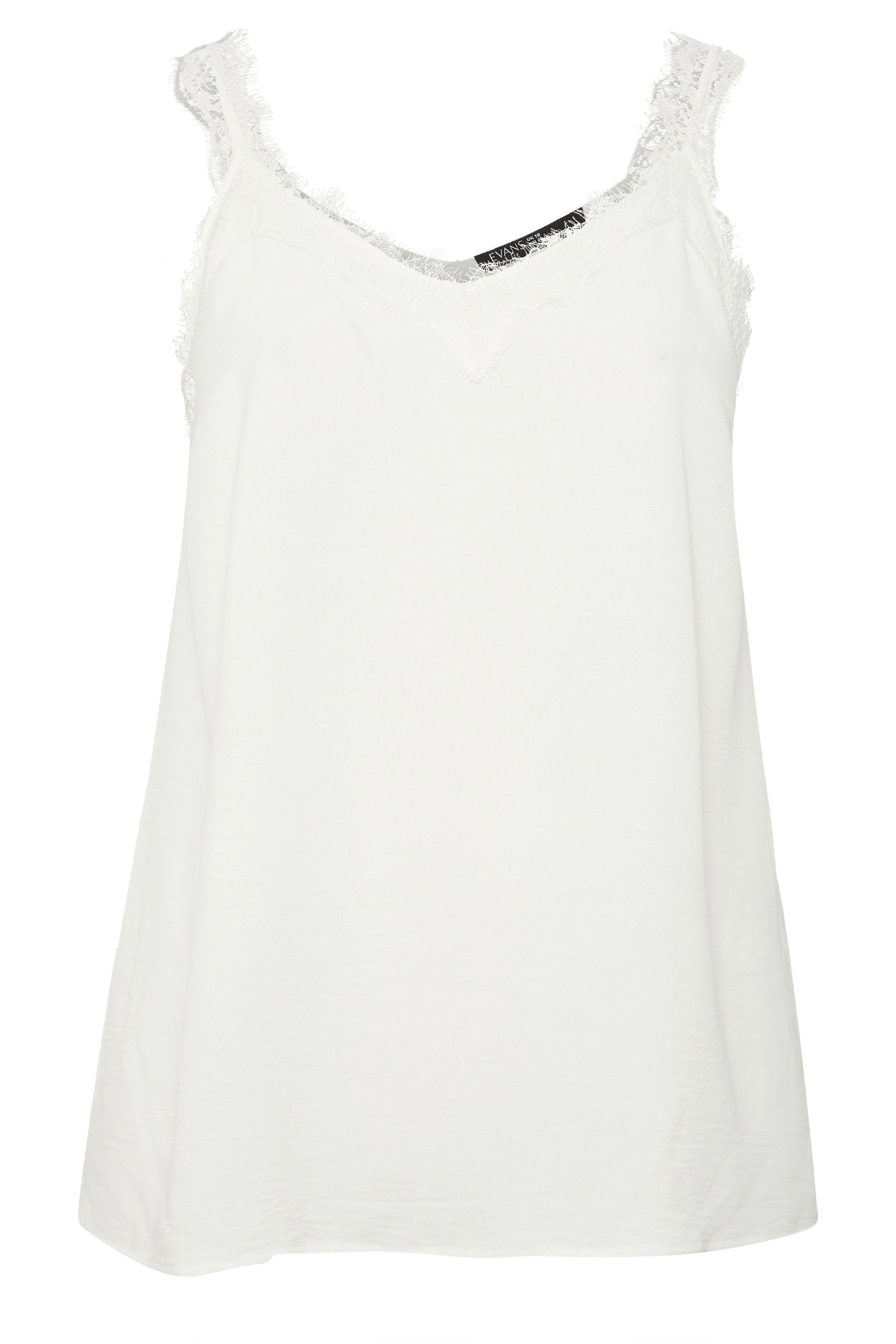 EVANS Plus Size Ivory White Lace Trim Cami Vest Top | Evans 5