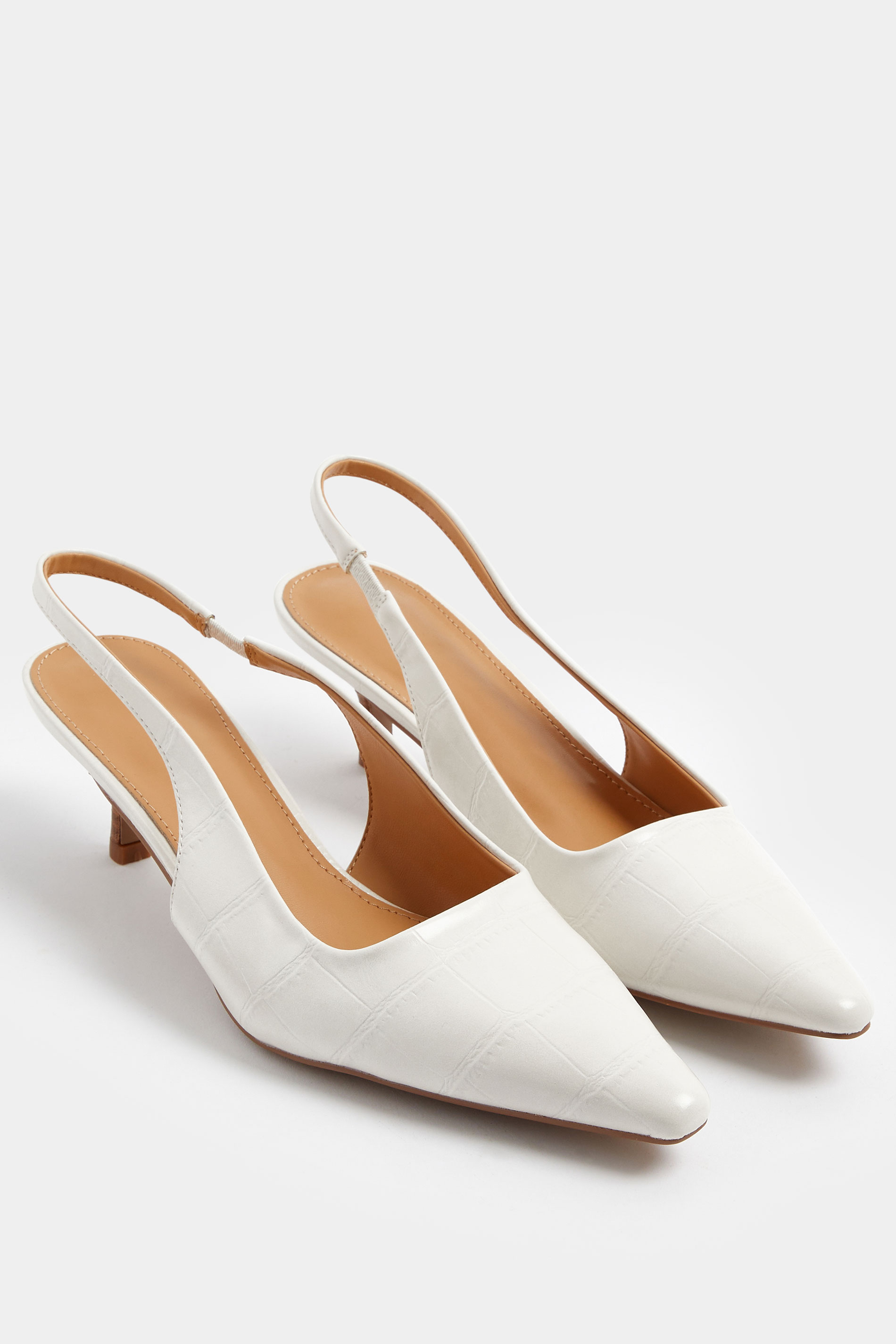 LTS Ivory White Slingback Kitten Heel In Standard Fit | Long Tall Sally 3