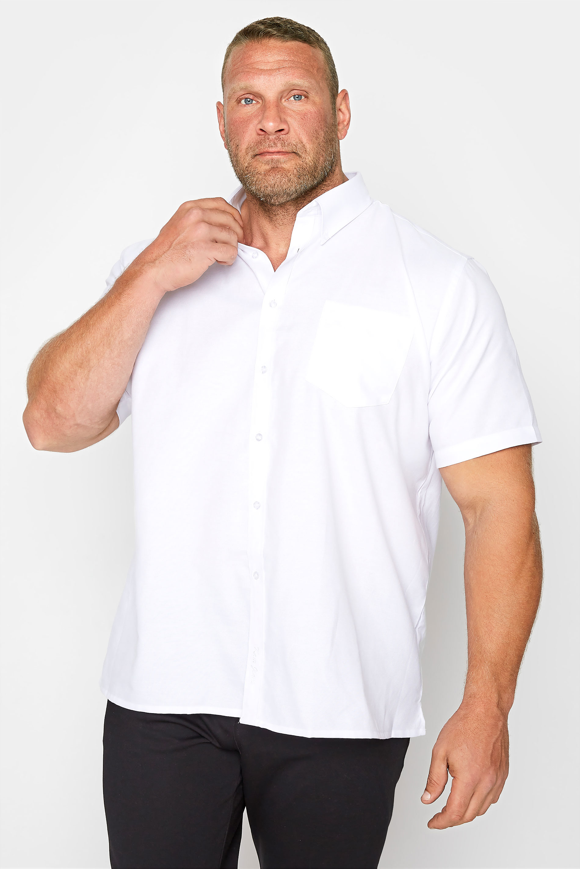 KAM White Oxford Short Sleeve Shirt | BadRhino 1