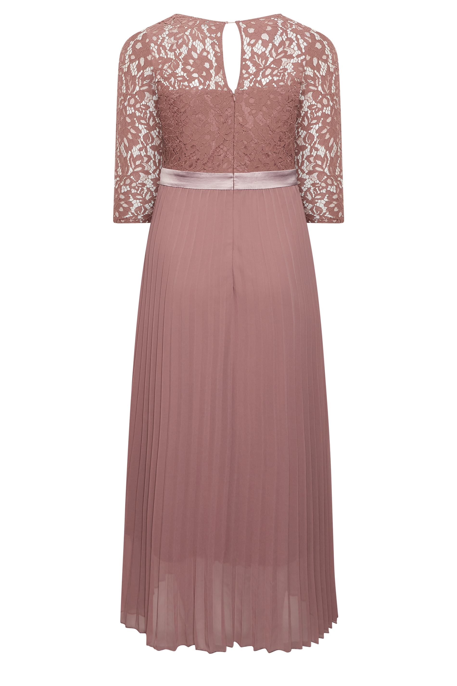 Plus Size YOURS LONDON Curve Blush Pink Lace Pleated Maxi Dress