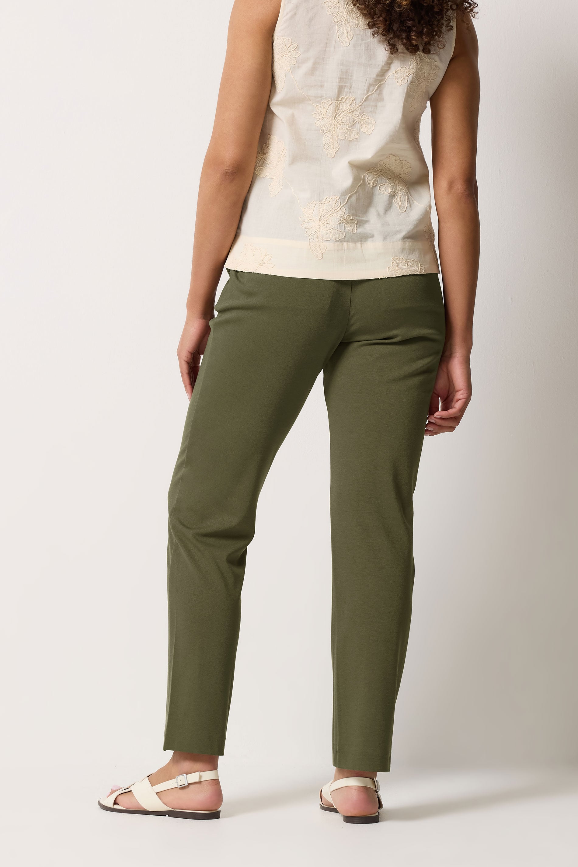 M&Co Khaki Green Ponte Tailored Trousers | M&Co 2