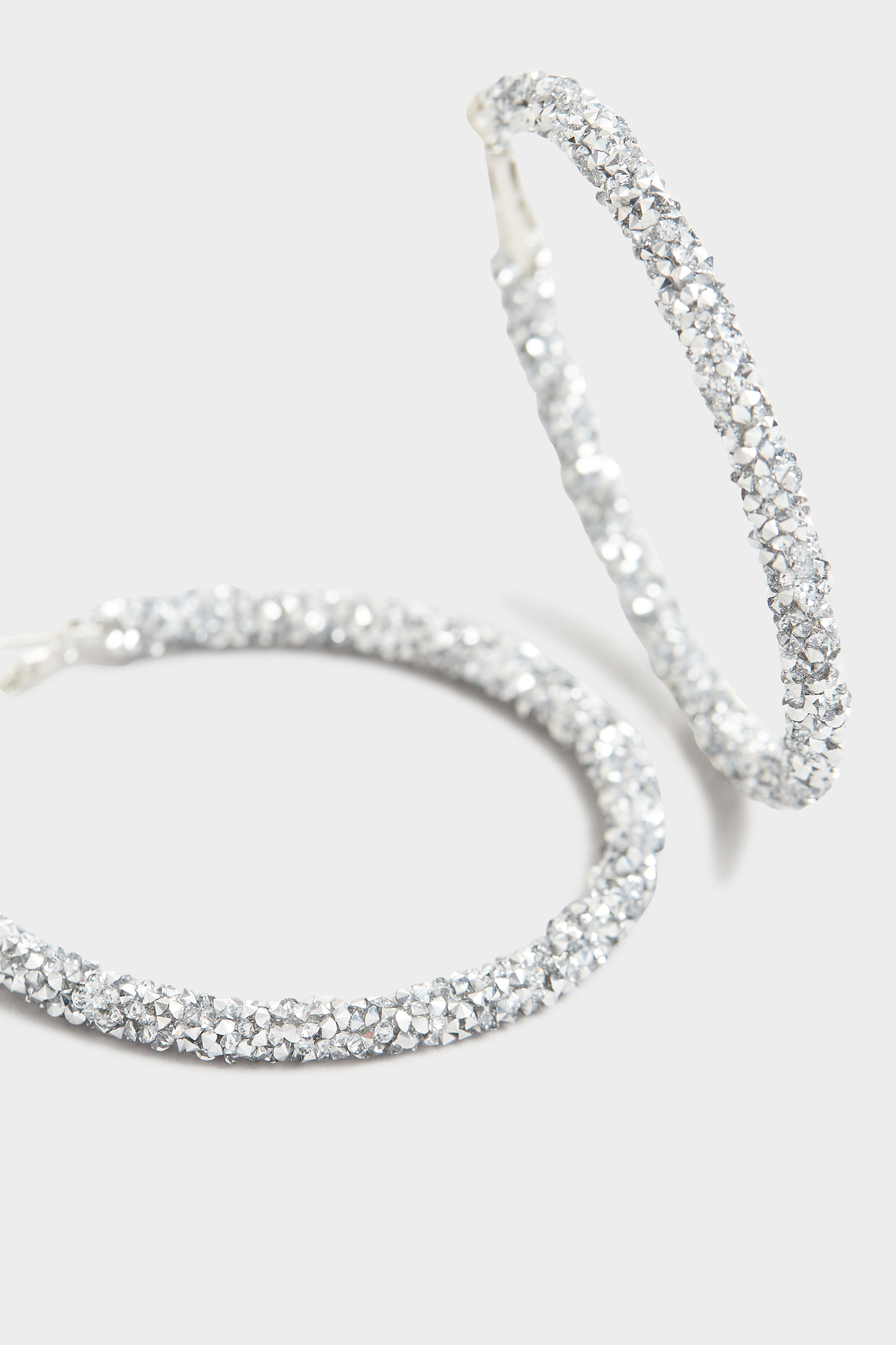 Silver Sparkle Hoops | Yours Clothing