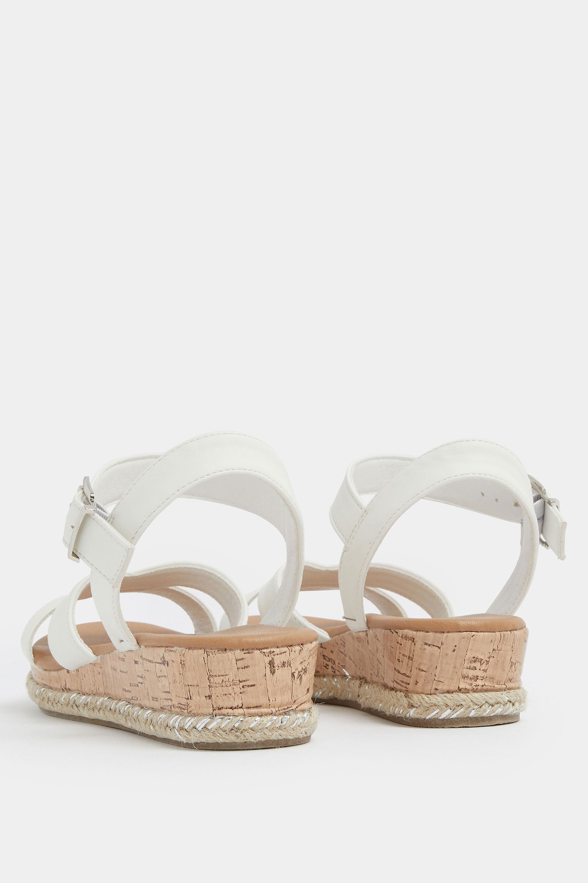 White Plaited Wedge Sandals In Wide E Fit  | Yours Clothing 4