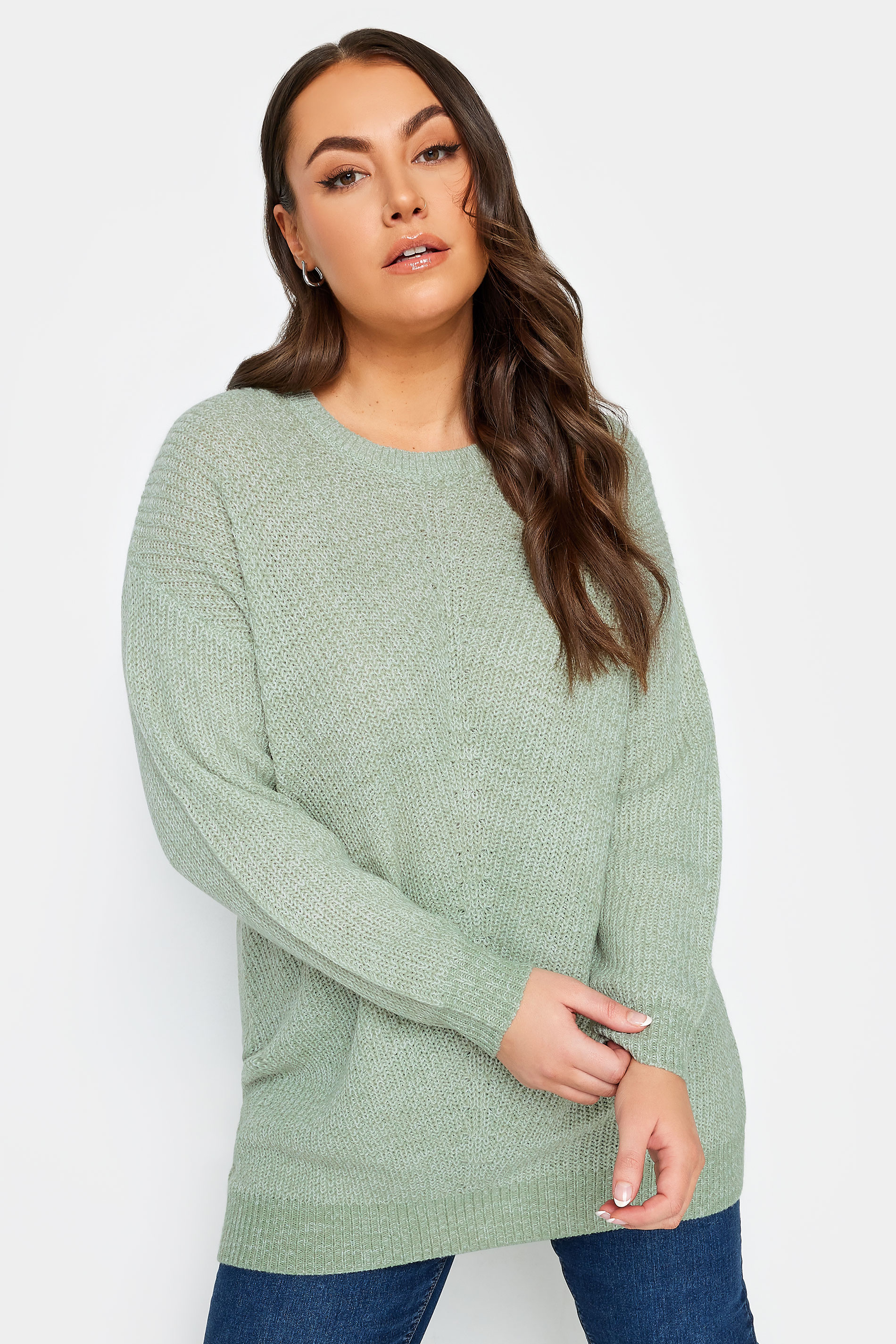 YOURS Plus Size Sage Green Essential Knitted Jumper | Yours Clothing 1