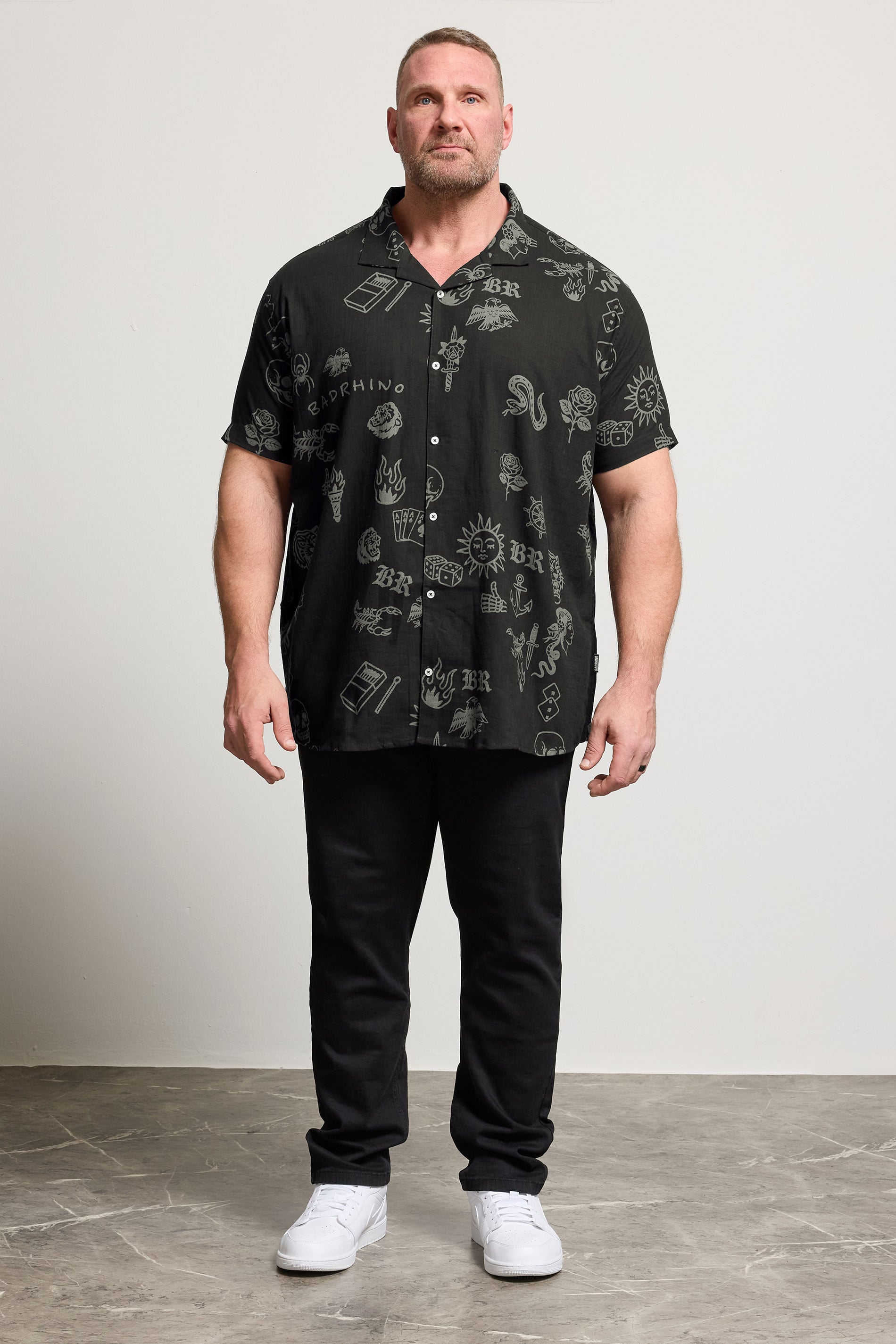 BadRhino Big & Tall Black Tattoo Print Shirt | BadRhino 2