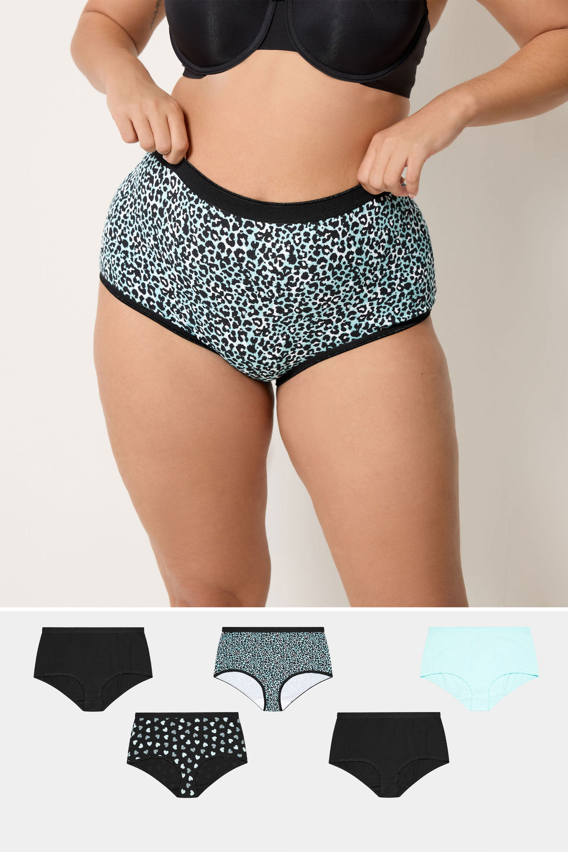 YOURSET 5 PACK Plus Size Blue Animal Star Full Briefs | Yours Clothing 1