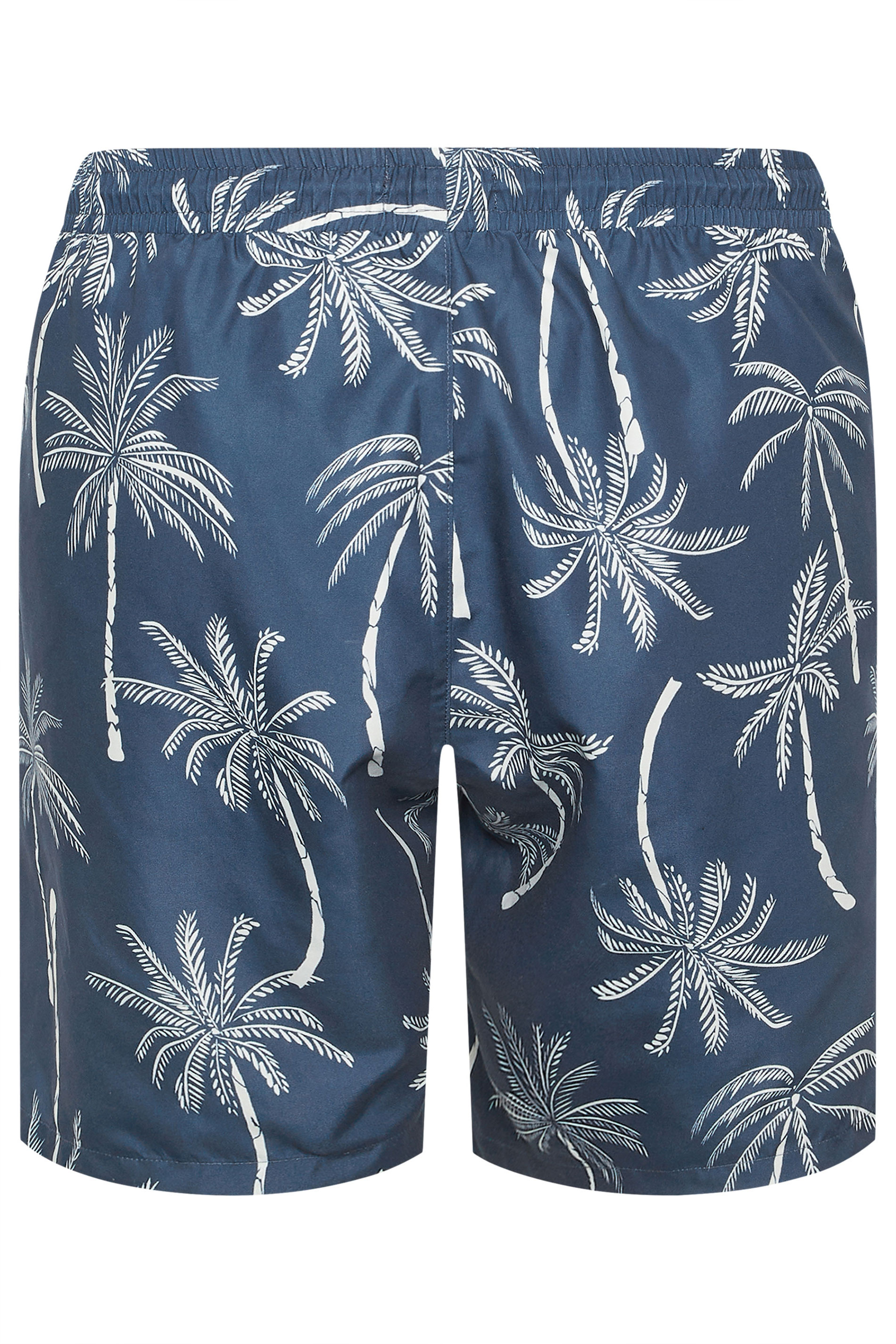 BadRhino Big & Tall Navy Blue Palm Tree Swim Shorts | BadRhino 8