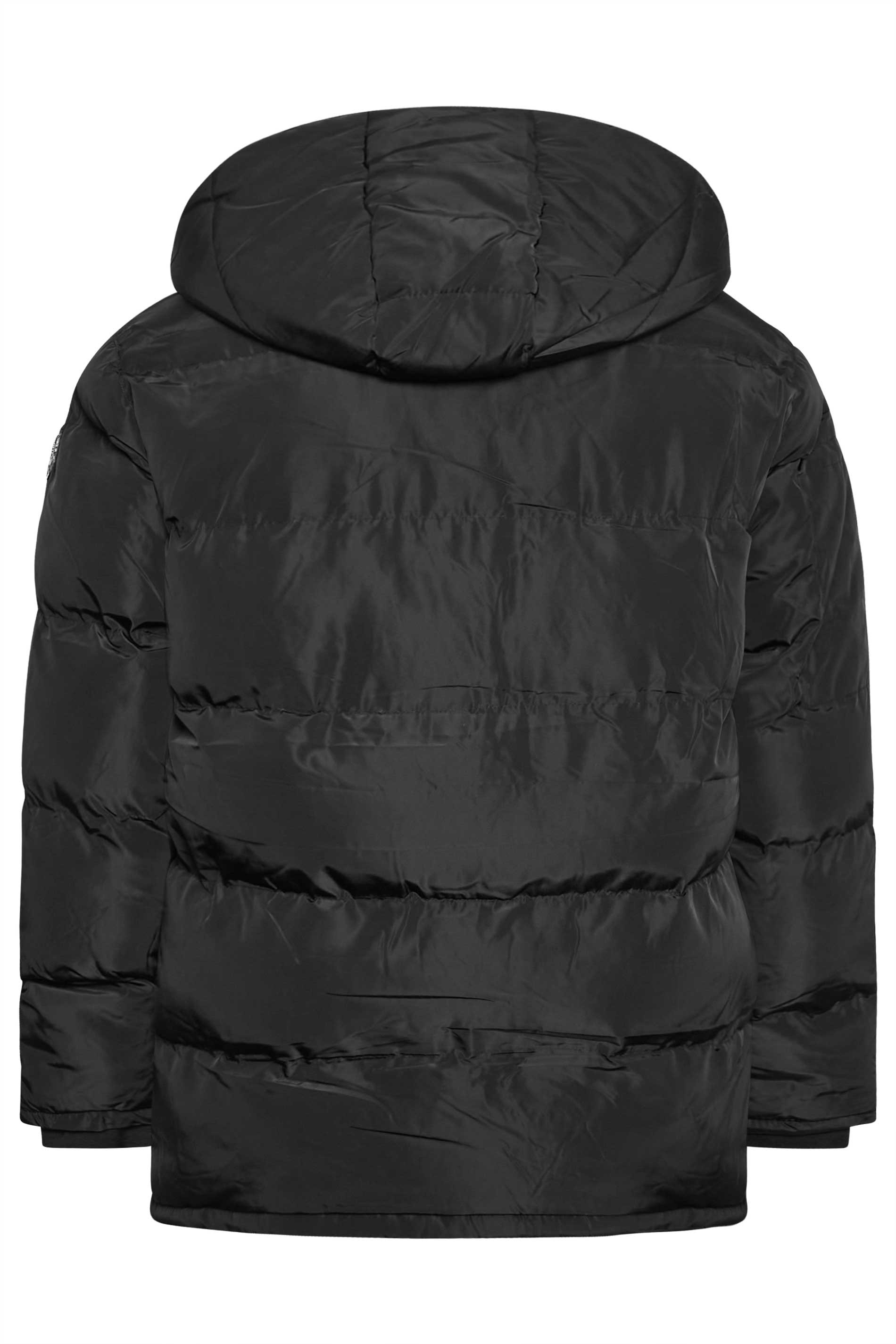 D555 Big & Tall Black Hooded Parka Coat | BadRhino 2