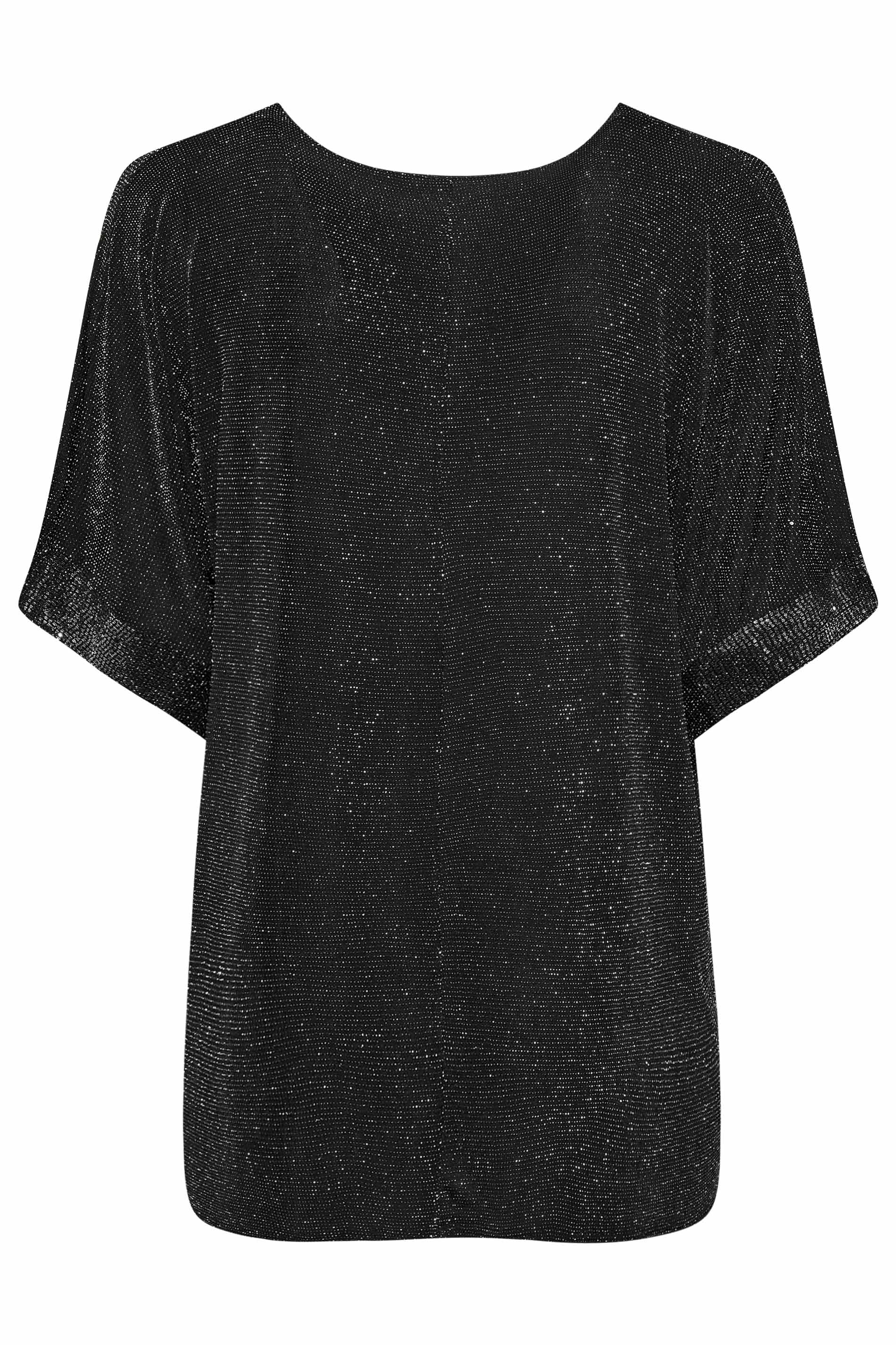 Yours Curve Plus Size New York Glitter Embossed Tshirt