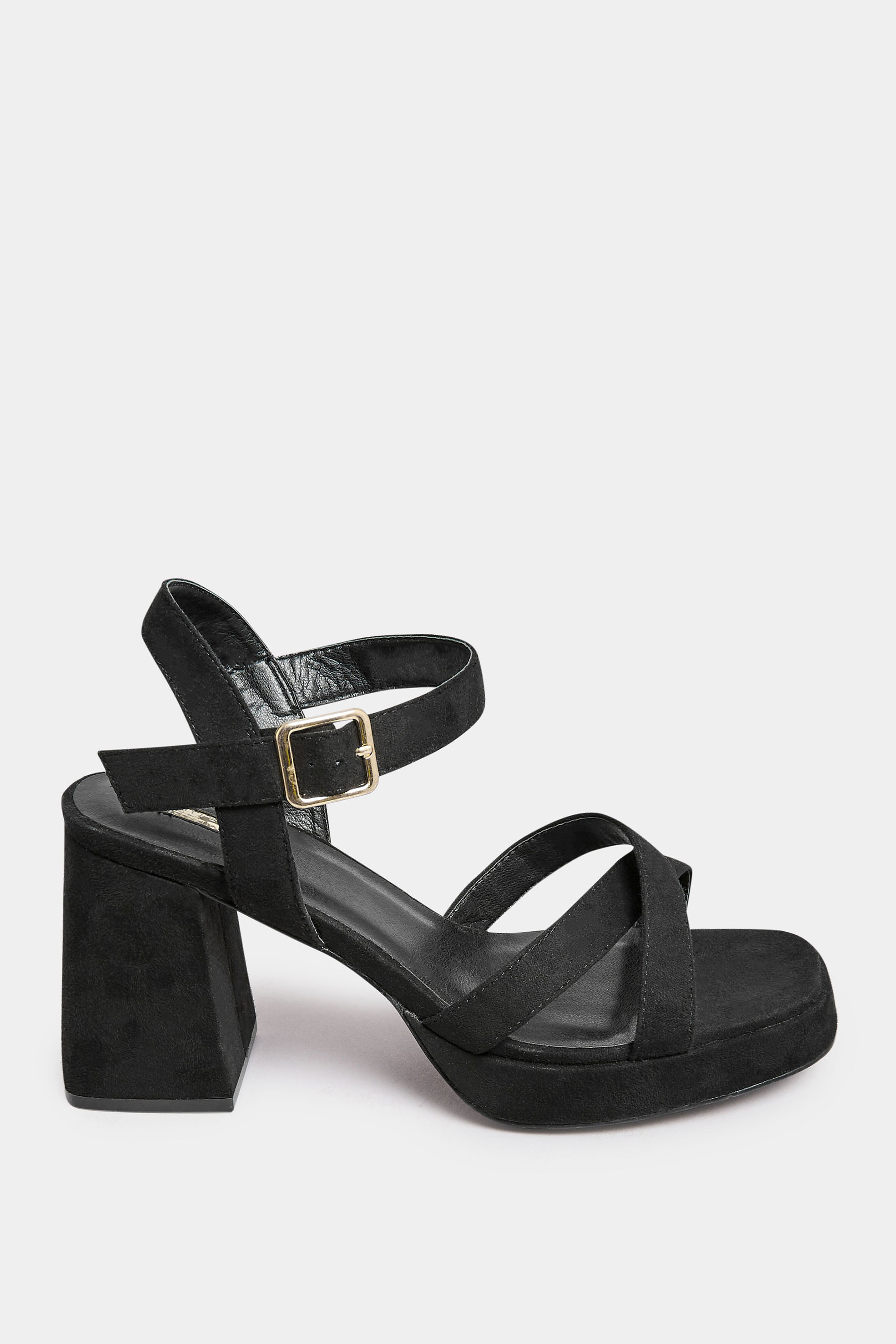 Black Platform Sandal Heels In Wide E Fit & Extra Wide EEE Fit | Yours Clothing  3