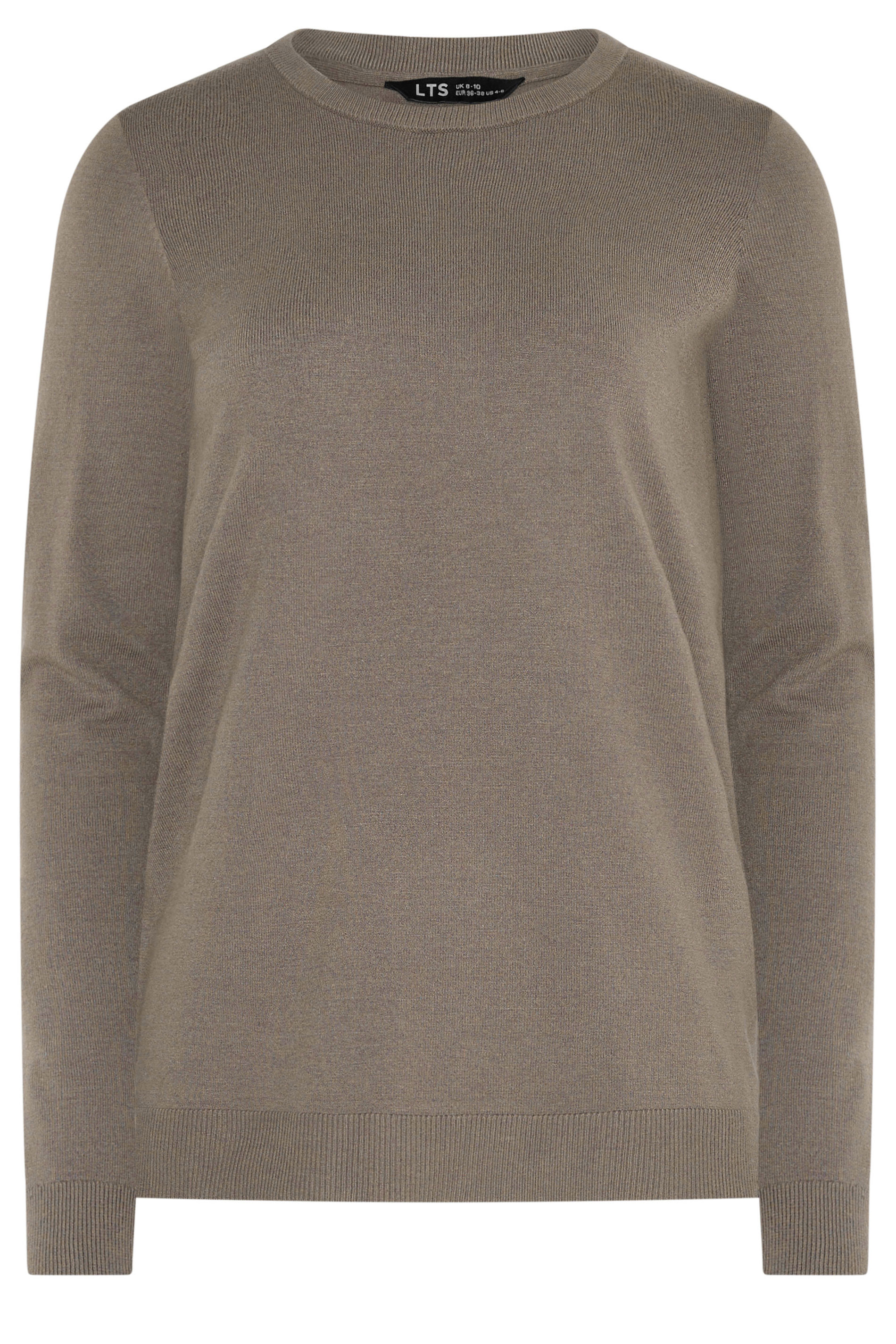 LTS Tall Women's Mocha Brown Knitted Crew Neck Jumper | Long Tall Sally 5