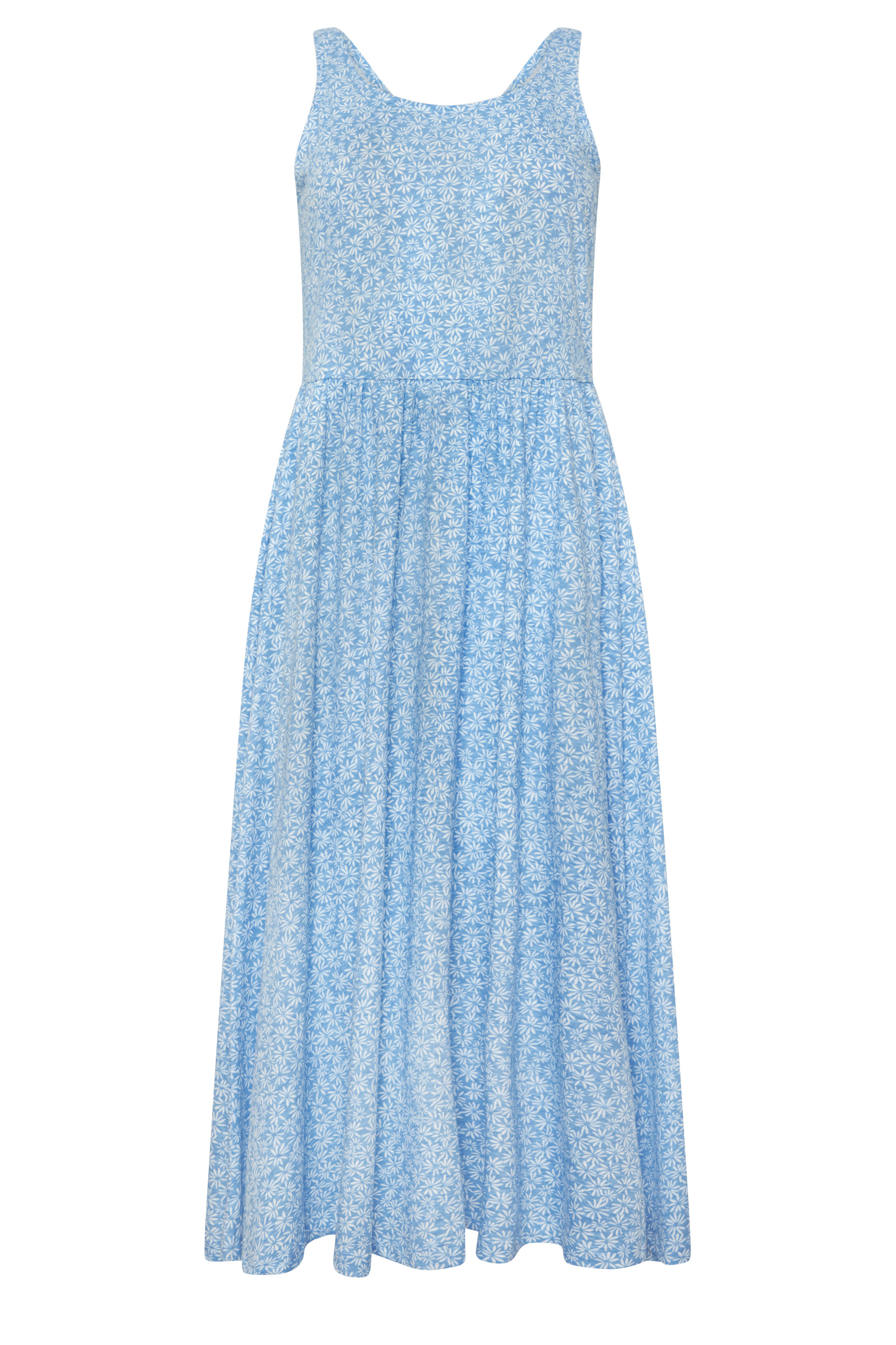 M&Co Light Blue Ditsy Floral Print Sleeveless Midi Dress | M&Co 5