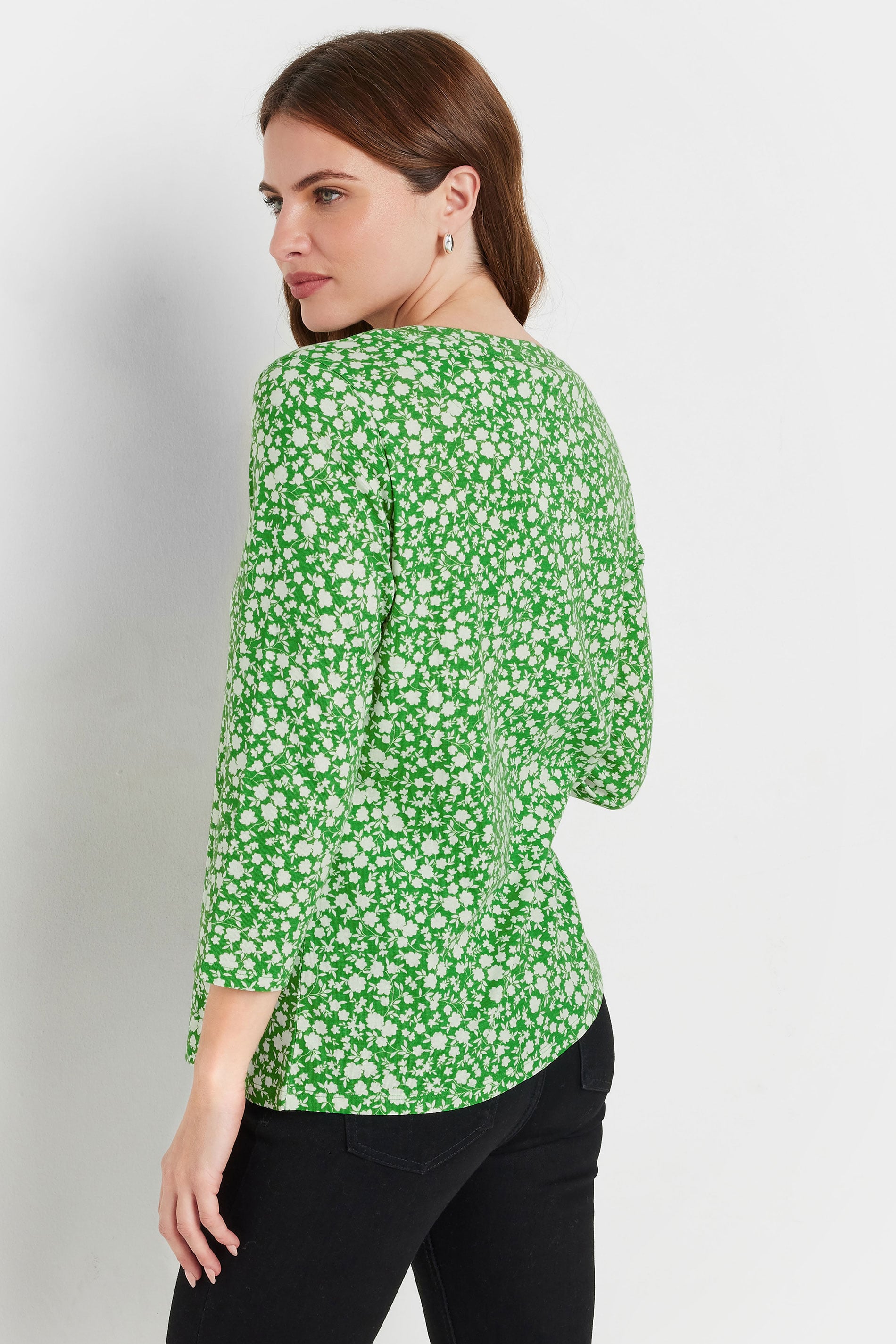 M&Co 3 PACK Green & White Ditsy Floral Cotton Tops | M&Co 7