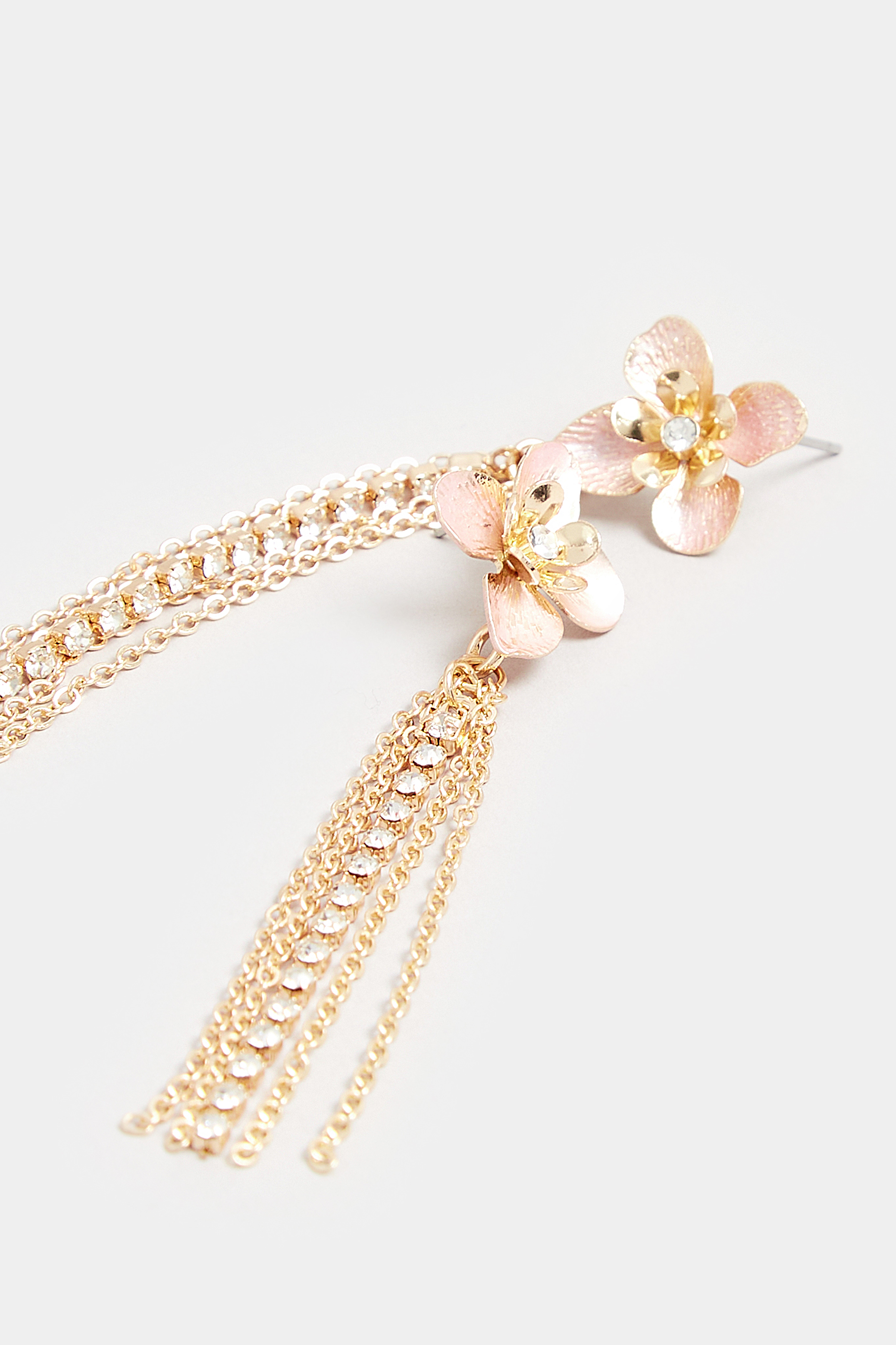 Gold Flower Tassel Earrings | Yours Clothing 3