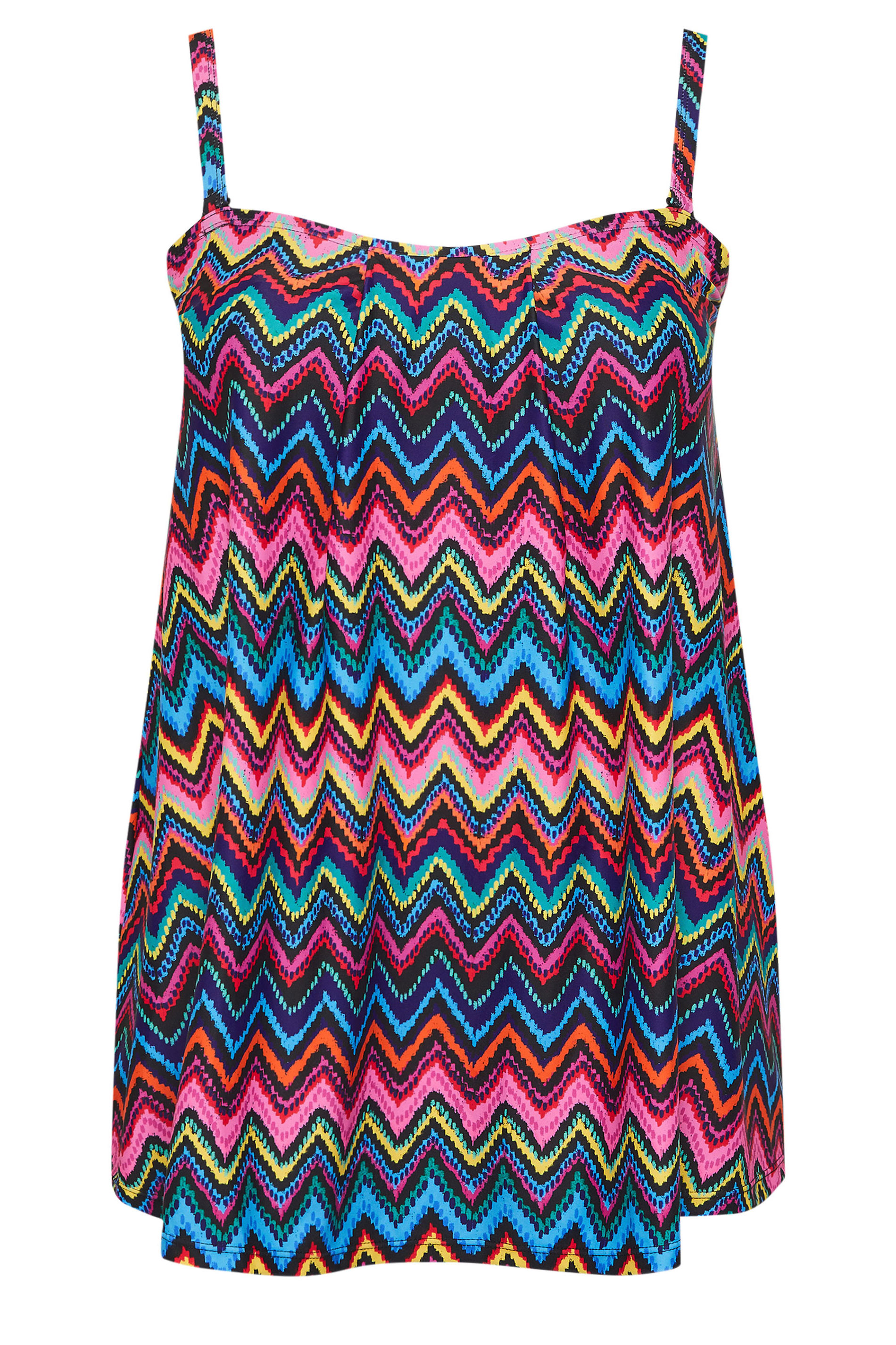YOURS Plus Size Black Chevron Print Tankini Top | Yours Clothing 7