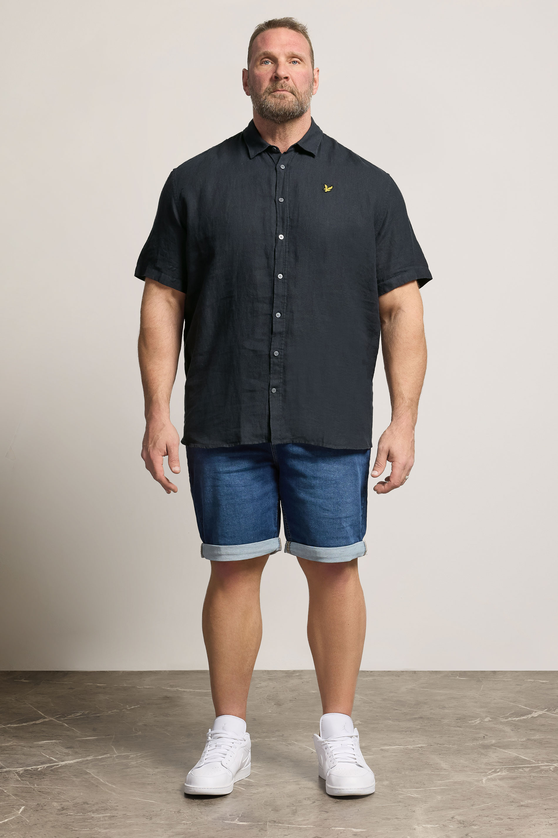 Lyle & Scott Big & Tall Navy Blue Linen Shirt | BadRhino 1