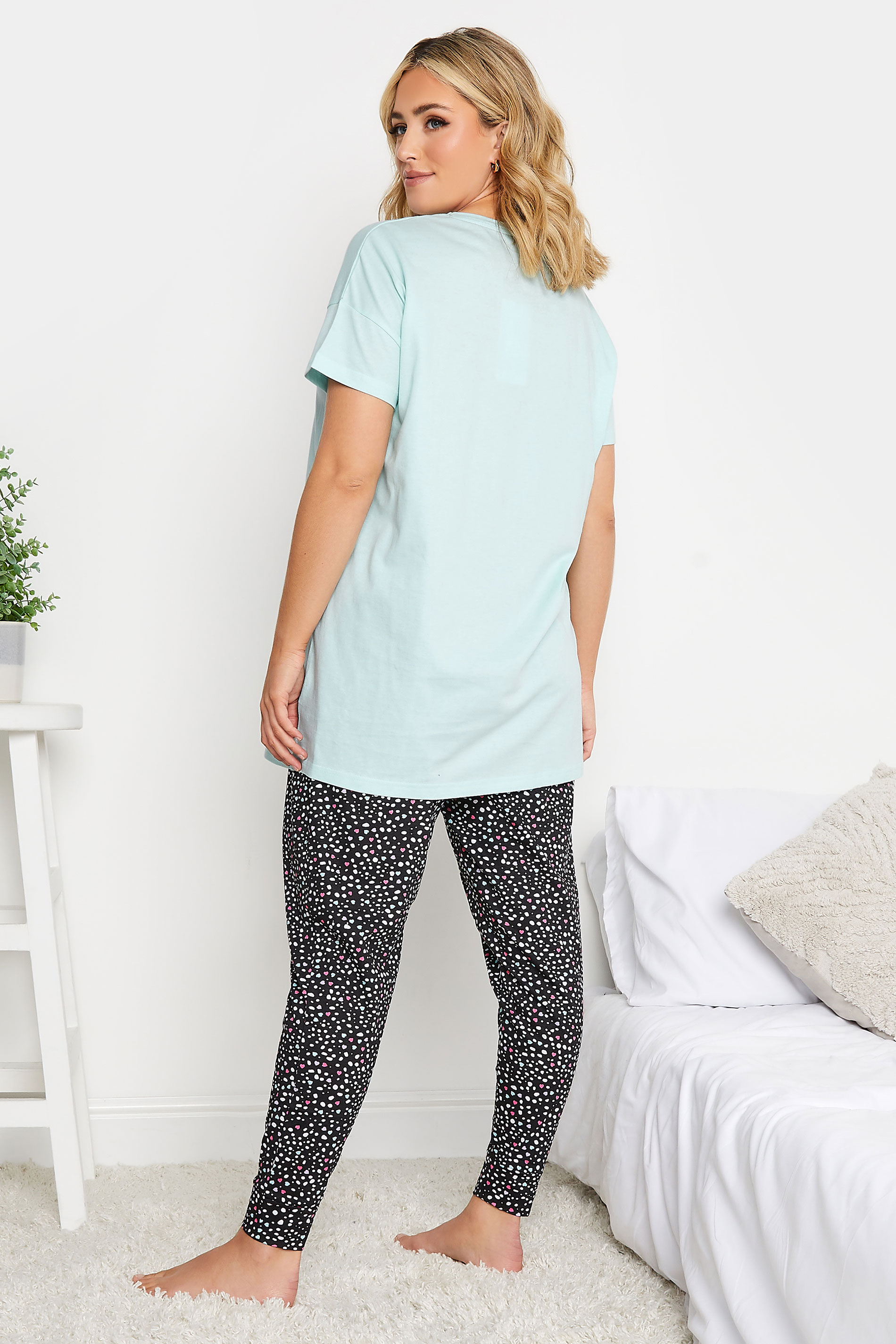 YOURS Curve Light Blue 'Snooze O'Clock' Dalmatian Print Pyjama Set | Yours Clothing  2