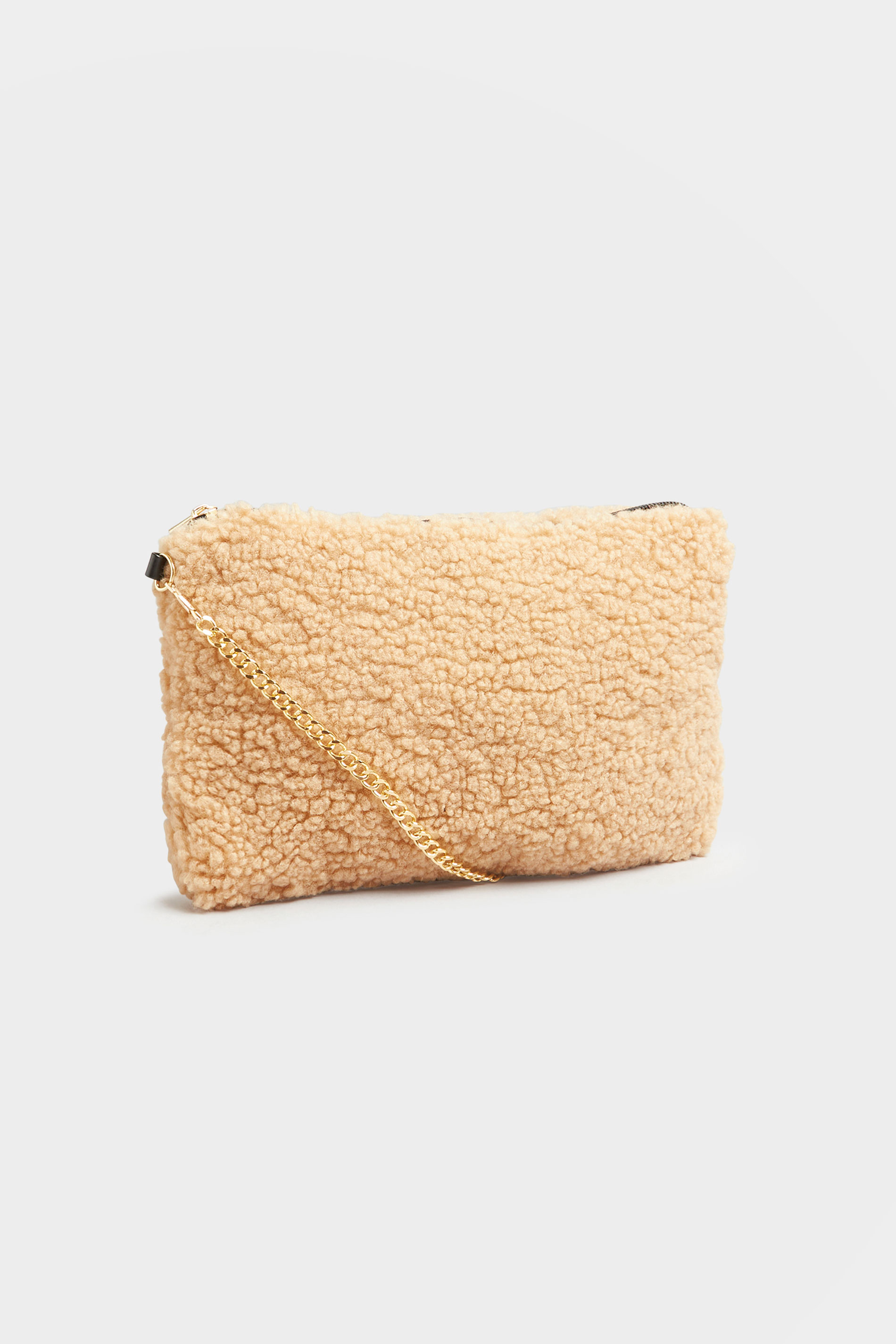 Beige Brown Shearling Teddy Bag | Yours Clothing 3