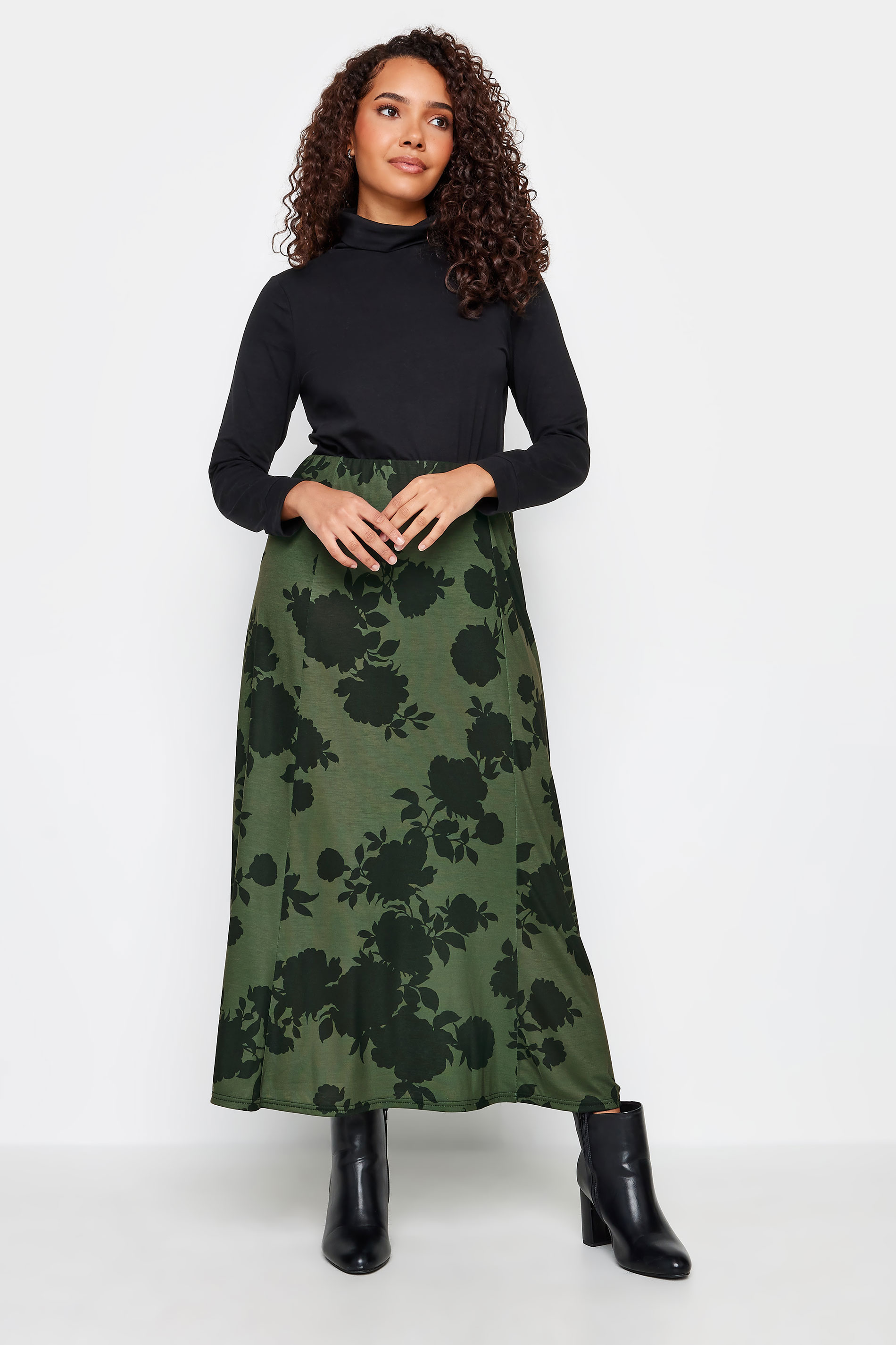 M&Co Khaki Green Floral Print Maxi Skirt | M&Co 2