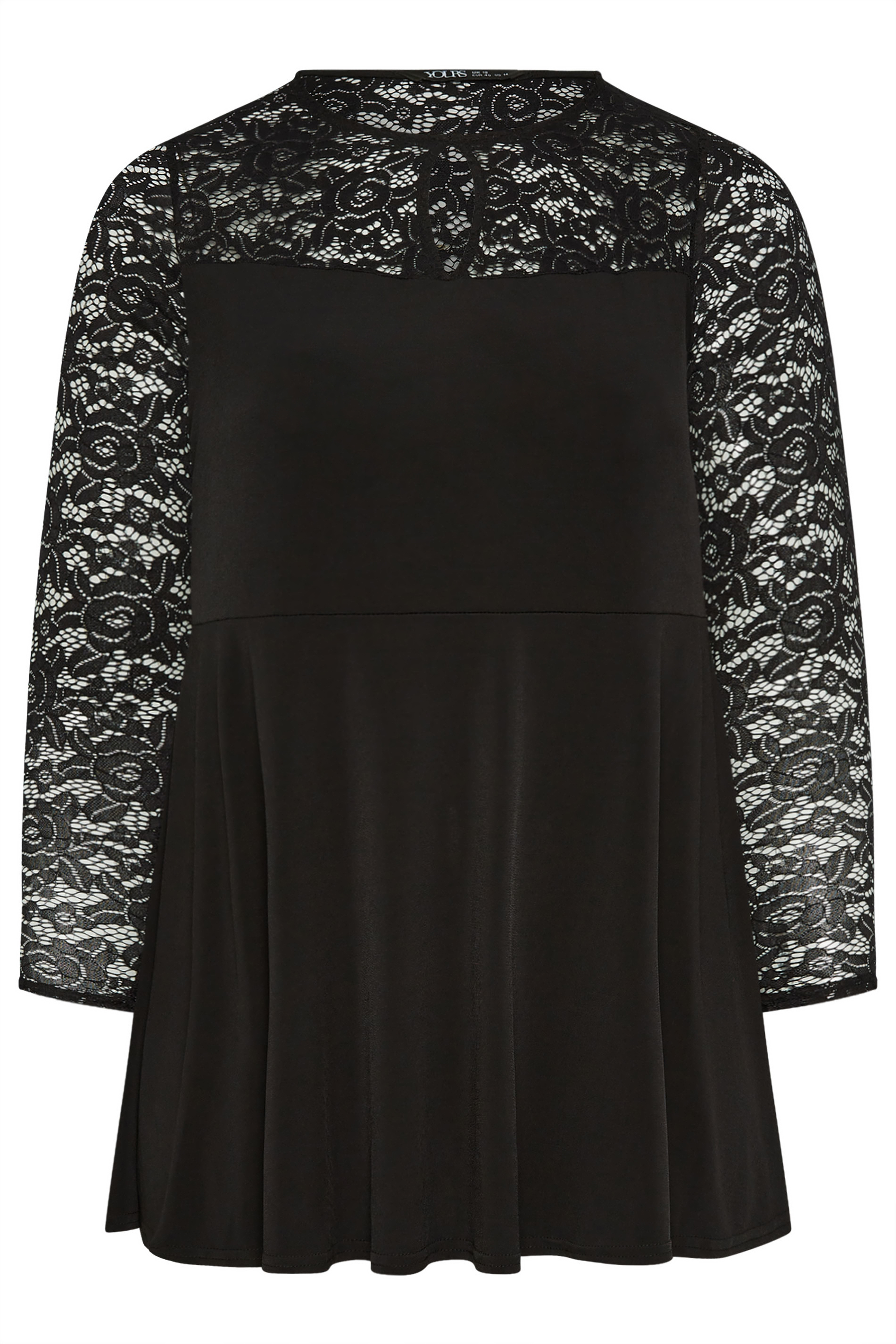 YOURS Plus Size Black Lace Sweetheart Top | Yours Clothing