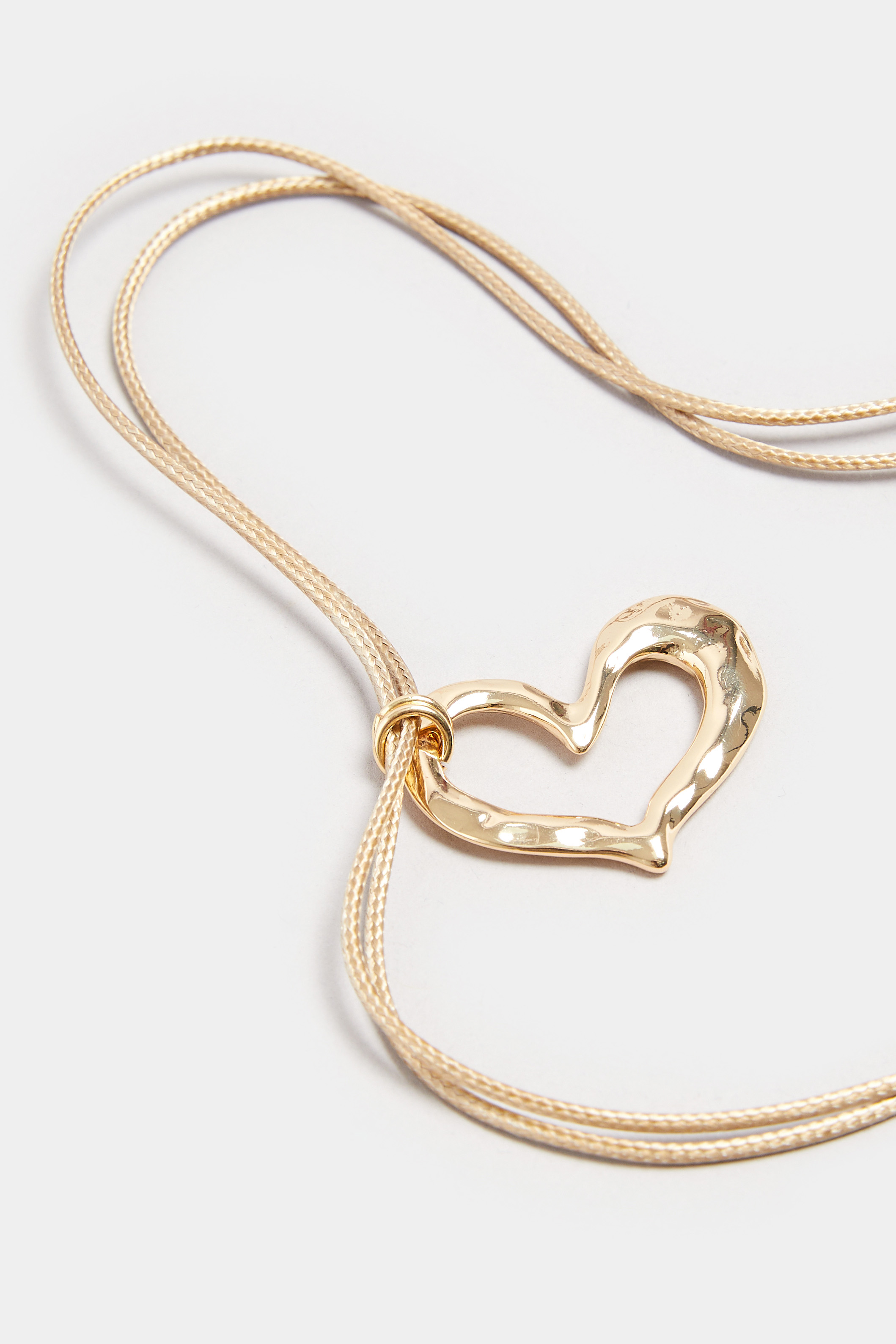 Gold Tone Hammered Heart Necklace | Yours Clothing 3