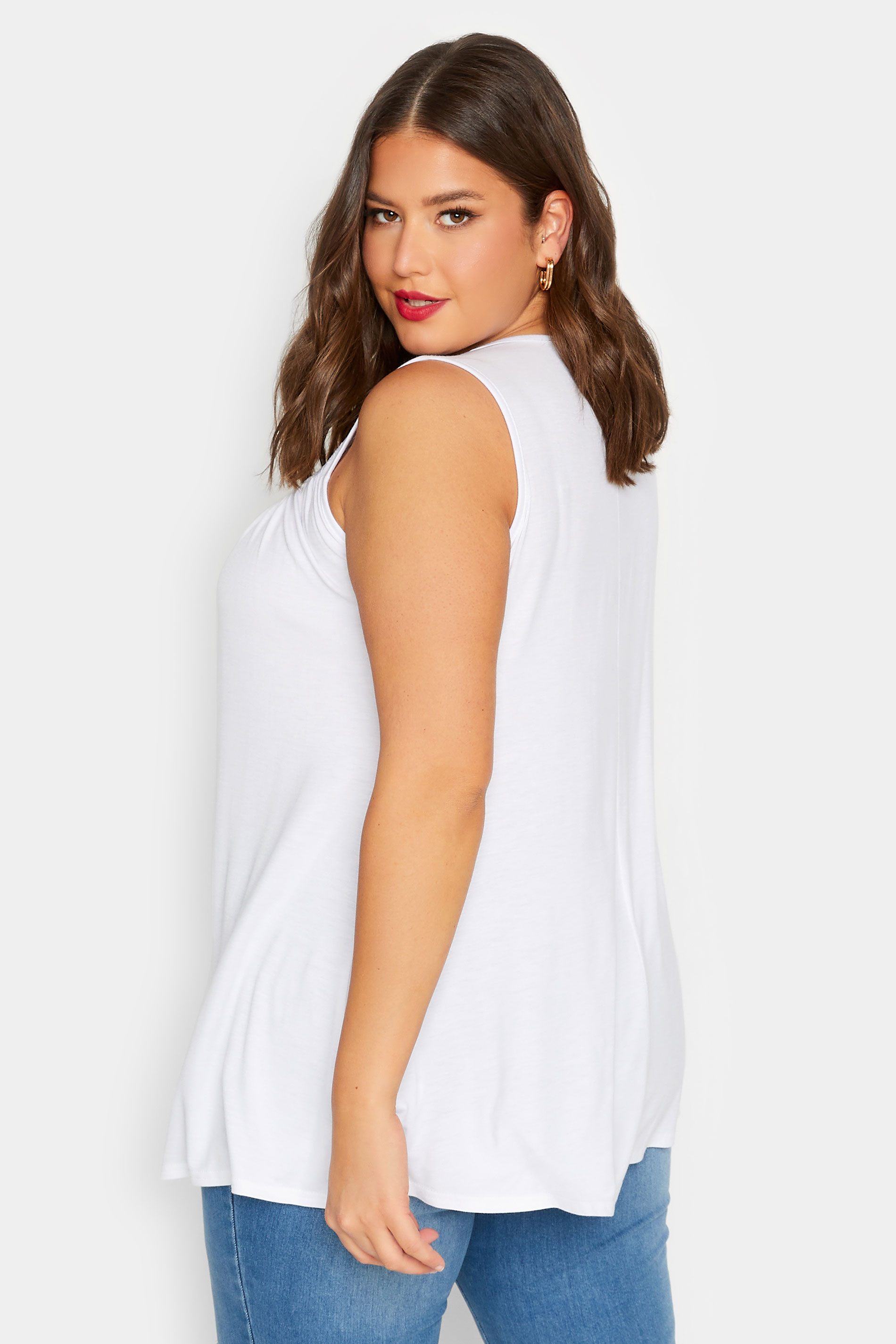 LIMITED COLLECTION Plus Size White Broderie Anglaise Insert Vest Top | Yours Clothing 3