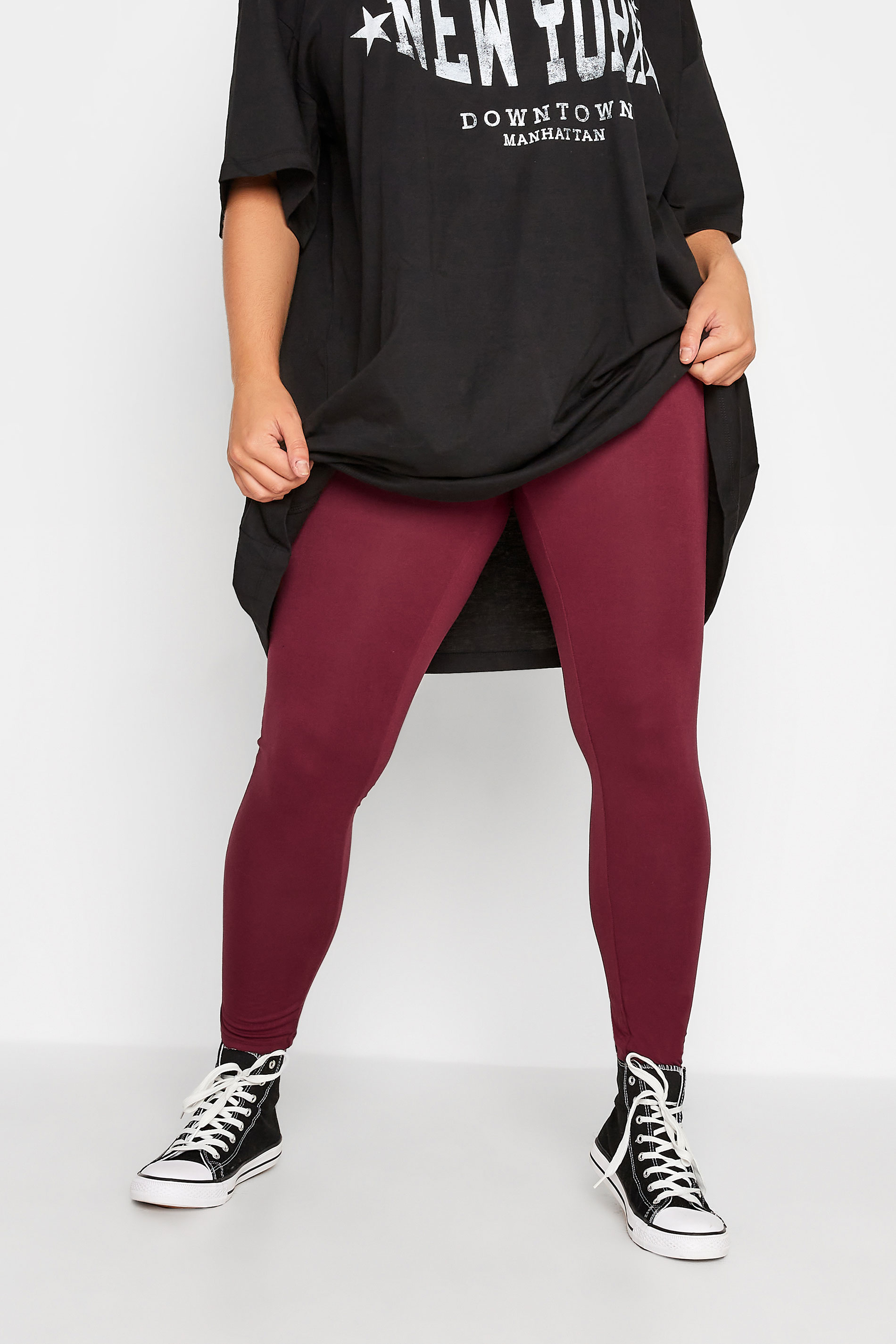 Curve Plus Size Berry Red Leggings | Yours Clothing 1
