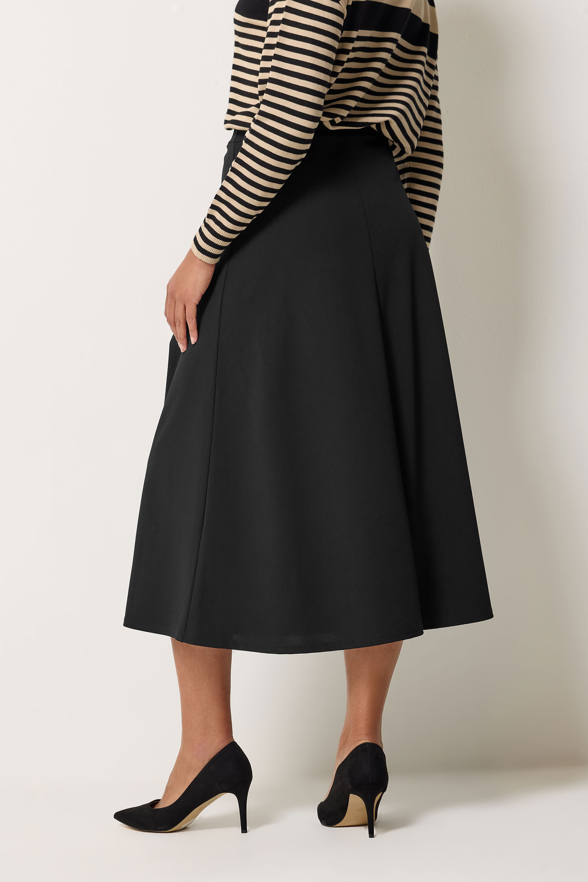 M&Co Black Tie Waist Midi Skirt | M&Co 2