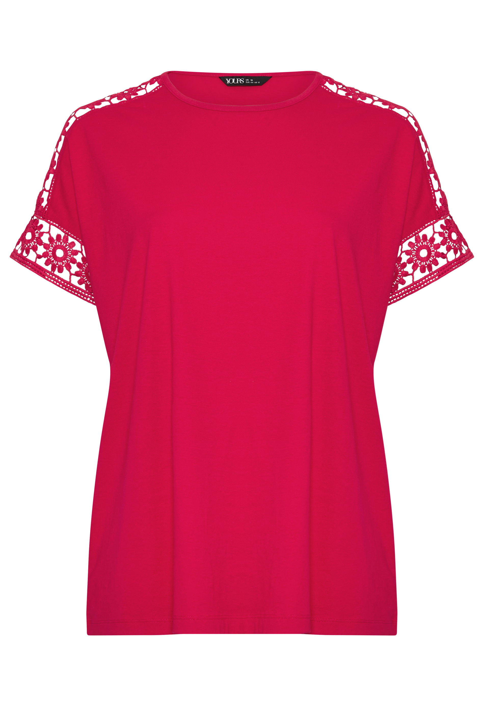 YOURS Plus Size Red Crochet T-Shirt | Yours Clothing 5