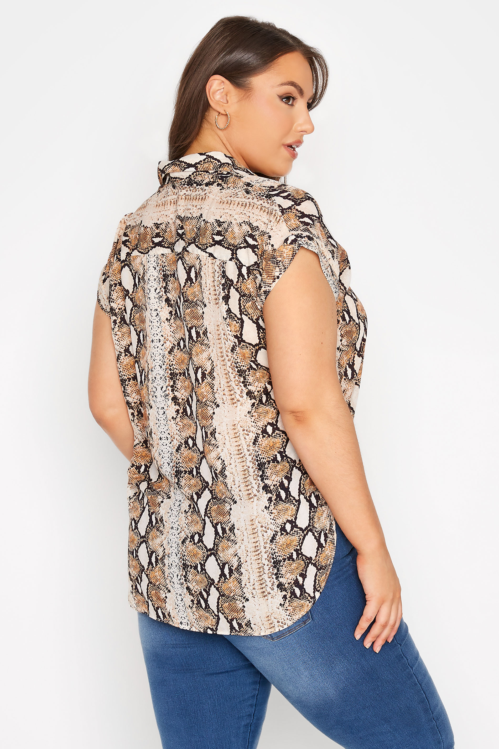 Plus Size White Snake Print Pleat Front Blouse | Yours Clothing 3