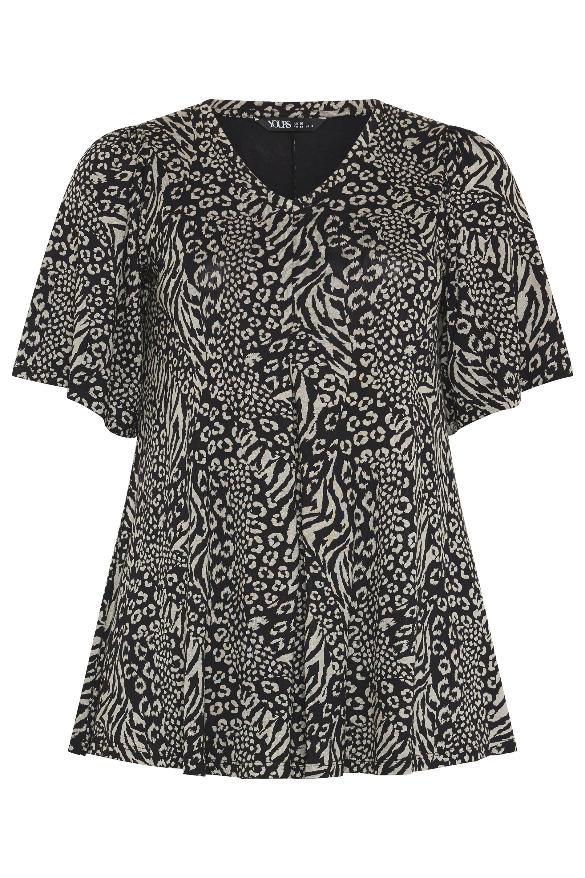 YOURS Plus Size Black Leopard Print Pleated Swing Top | Yours Clothing 5