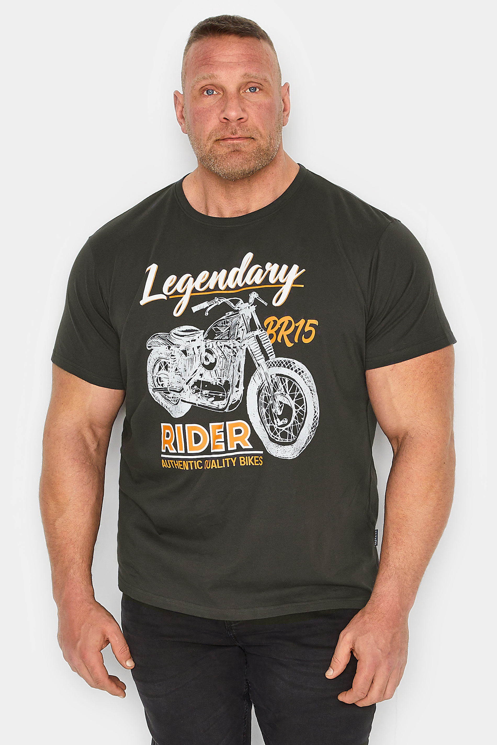 BadRhino Big & Tall Grey Legendary Biker T-Shirt | BadRhino 1