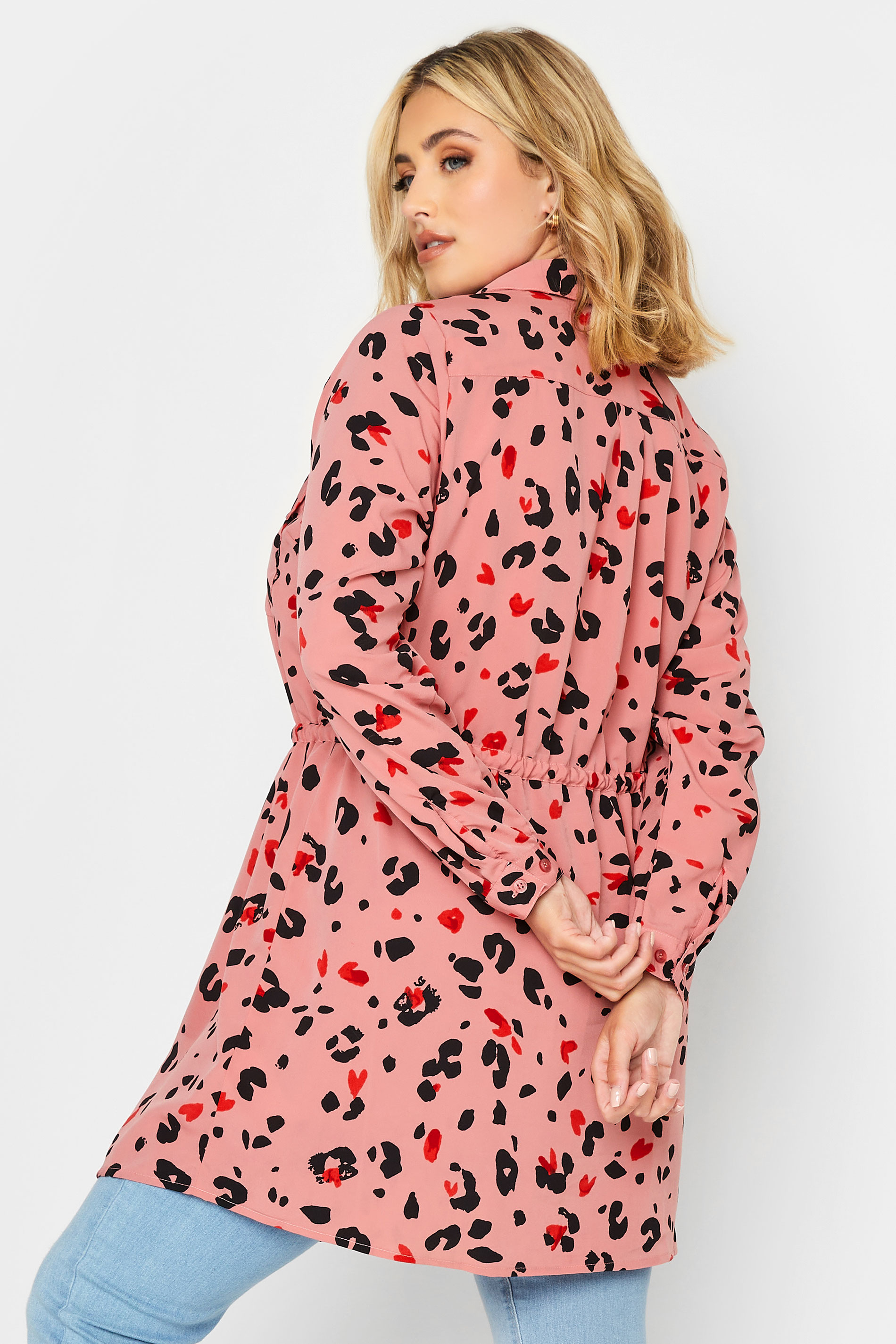 YOURS Plus Size Pink Animal Print Utility Tunic Shirt | Yours Clothing